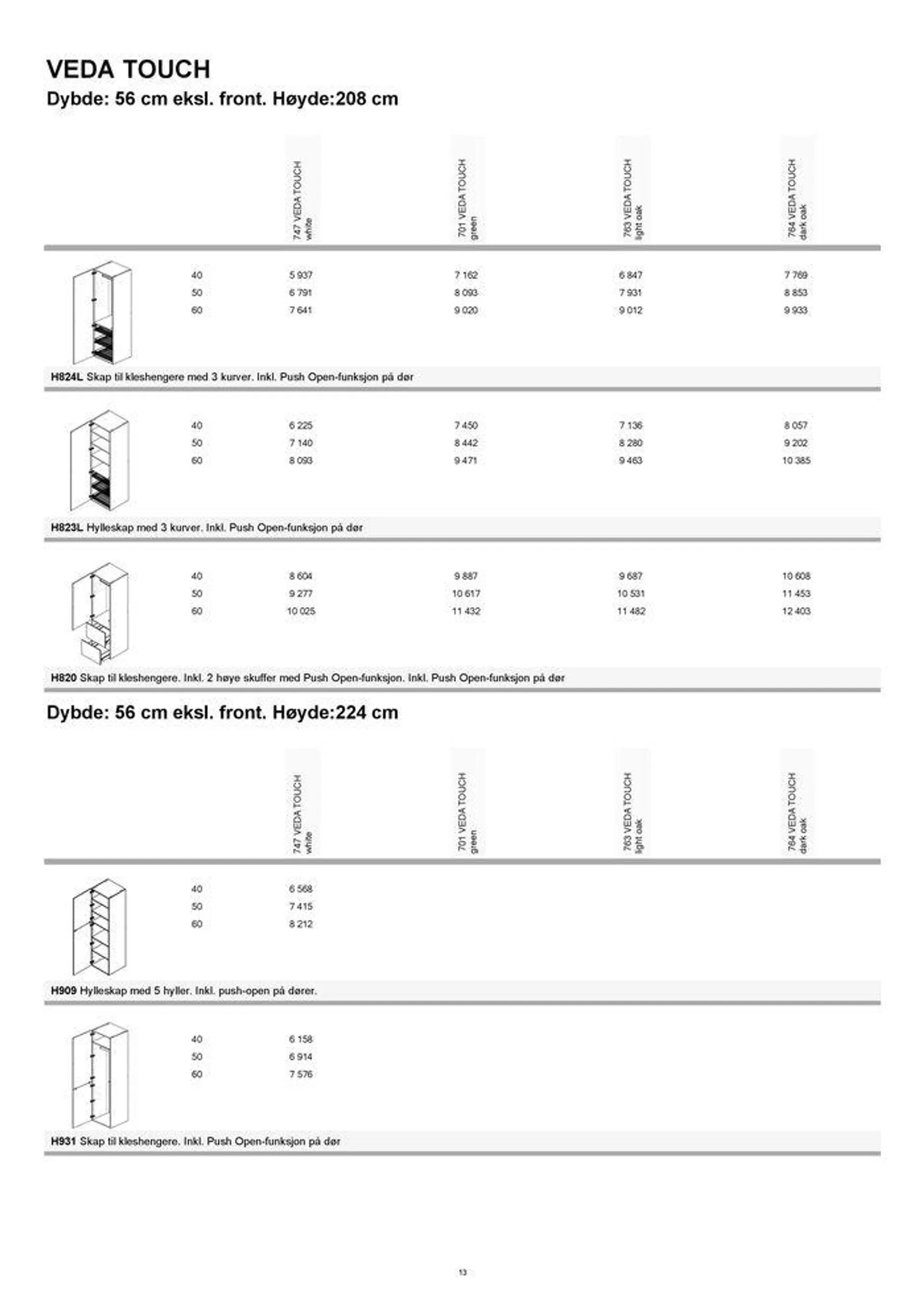 kvik kjøkken Garderobe prisliste. fra 4. september til 18. september 2024 - kundeavisside 13