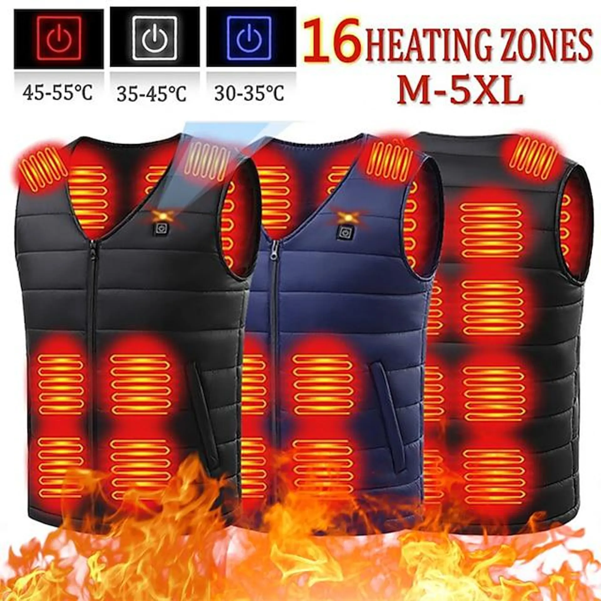 16 Area Heated Vest Electric Heated Jackets Men Women Sportswear Heated Coat Graphene Heat Coat USB Heating Jacket For Camping