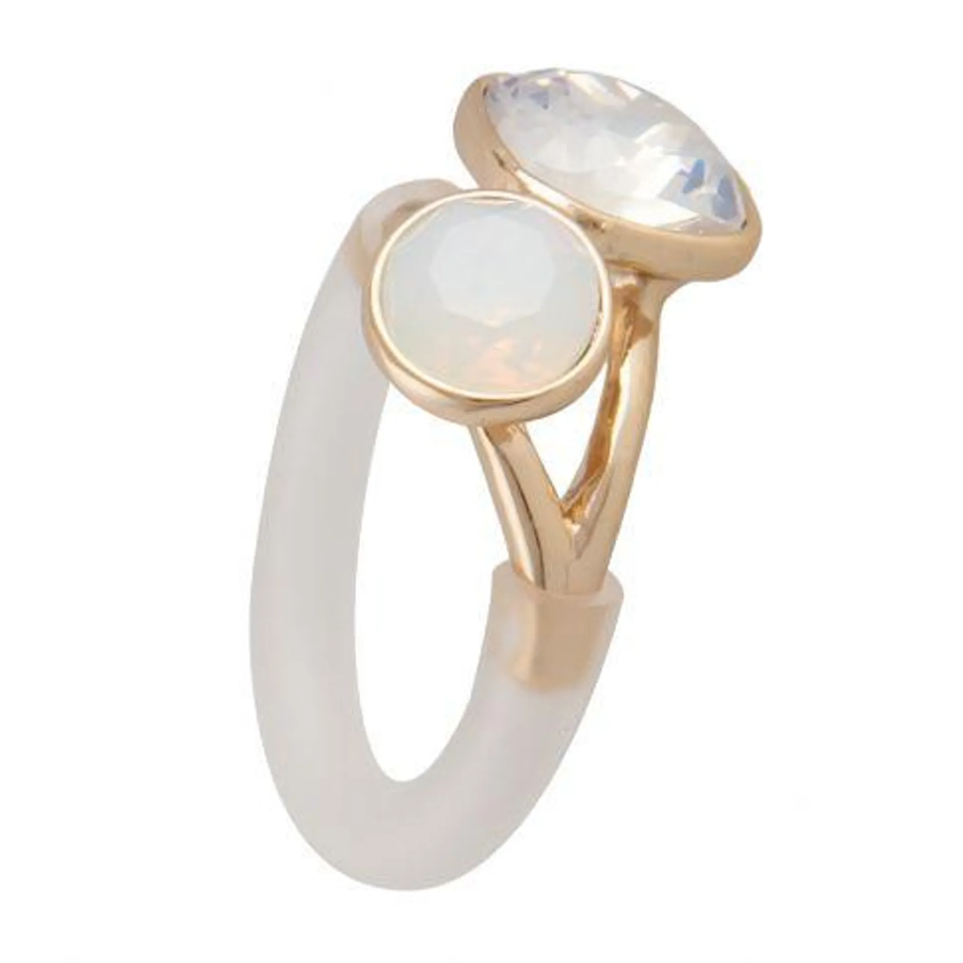 Patricia 2 ring gold Matt white