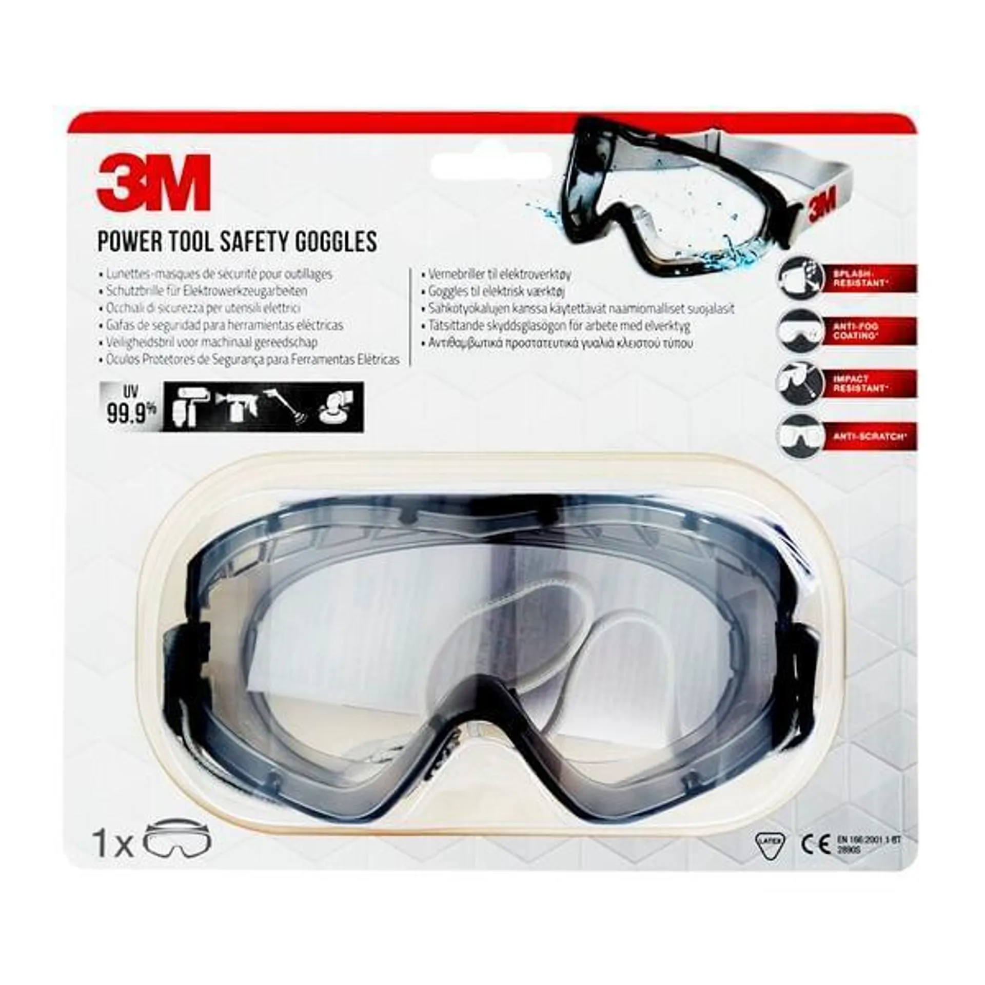 3M Vernebrille 2890sc klar tettsittende vernebrille