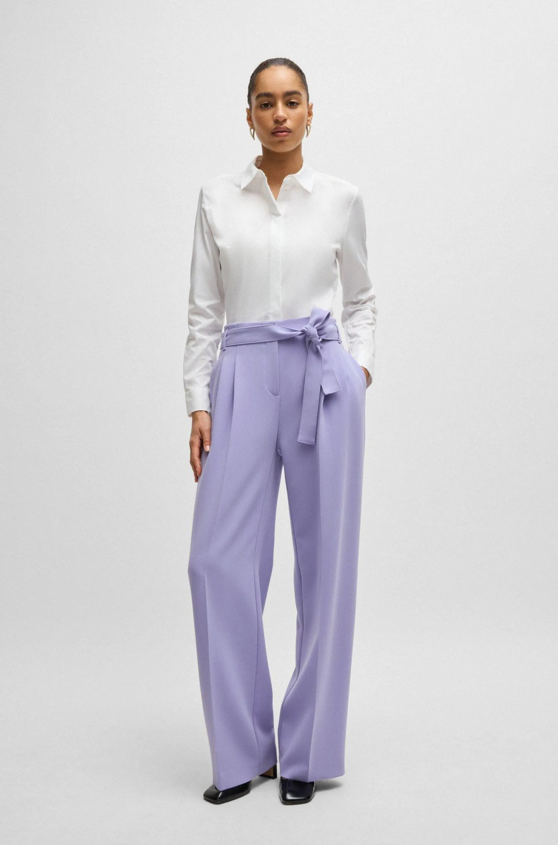 Relaxed-fit trousers in crease-resistant Japanese crepe