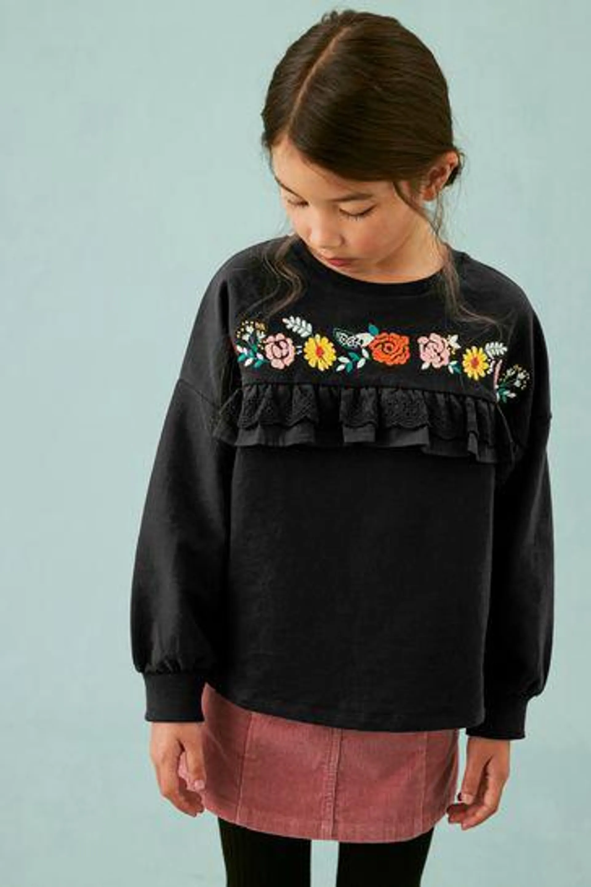 Embroidered Floral Sweatshirt (3-16yrs)