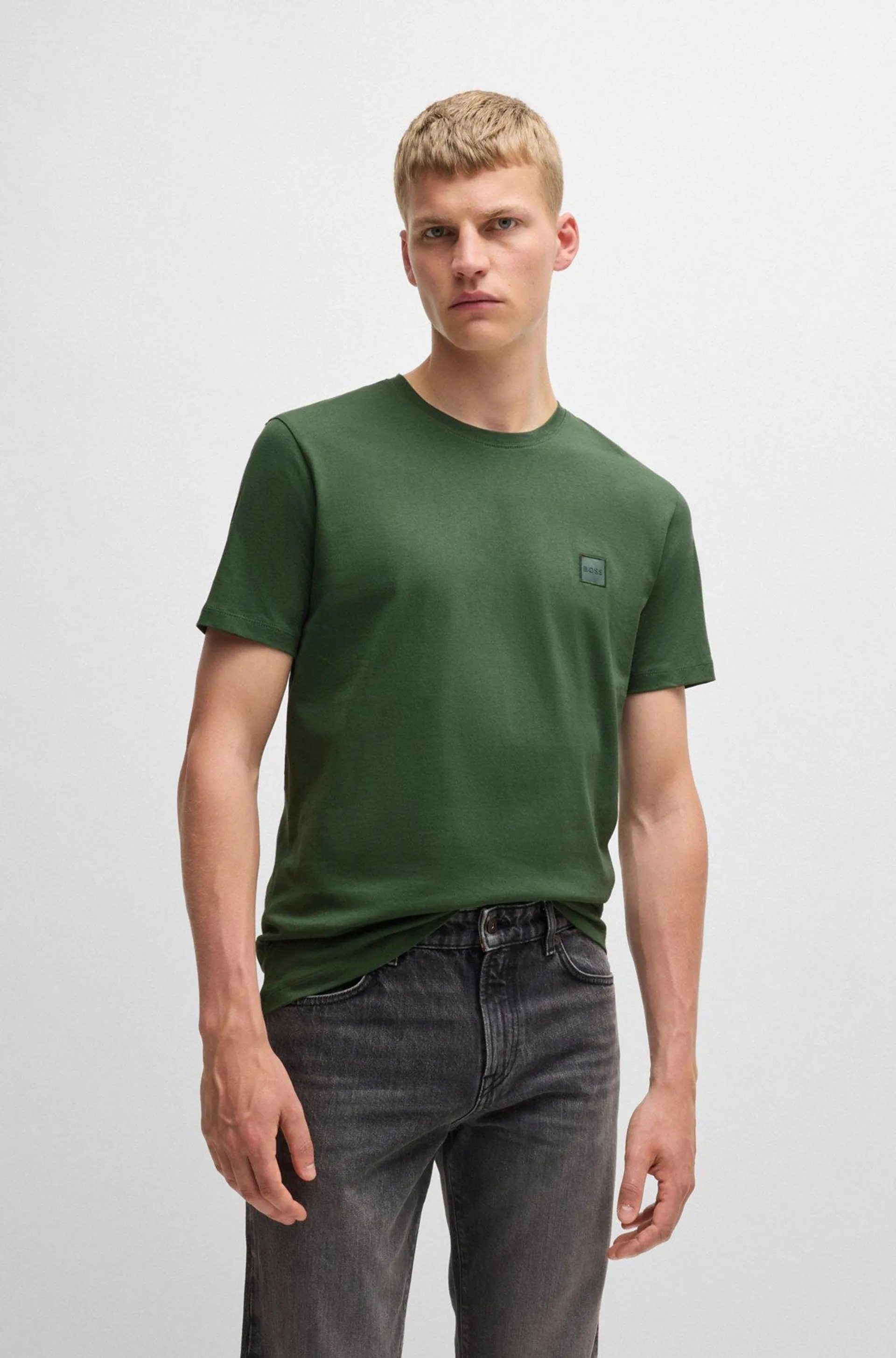 Cotton-jersey T-shirt with logo patch