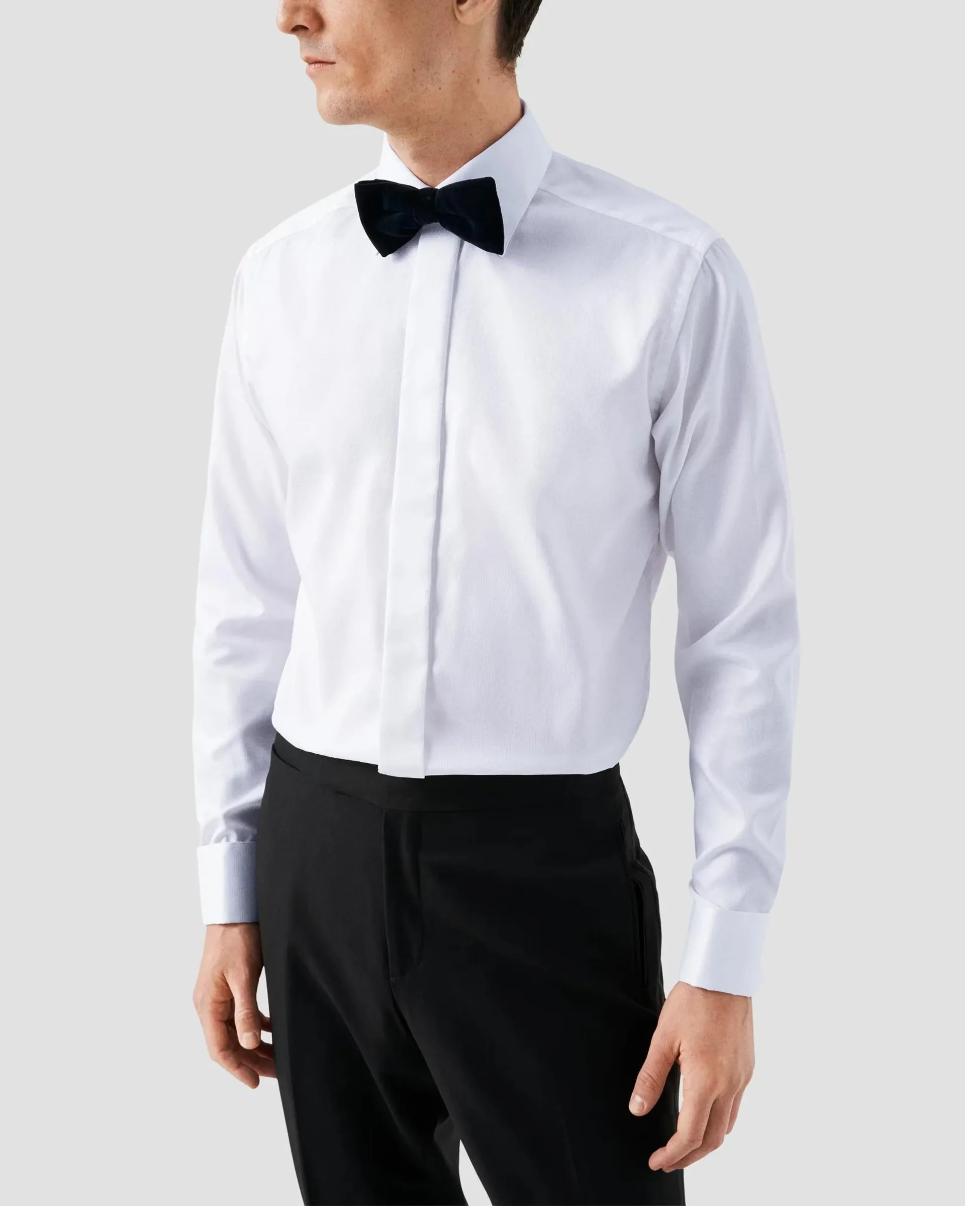 White Dobby Tuxedo Shirt