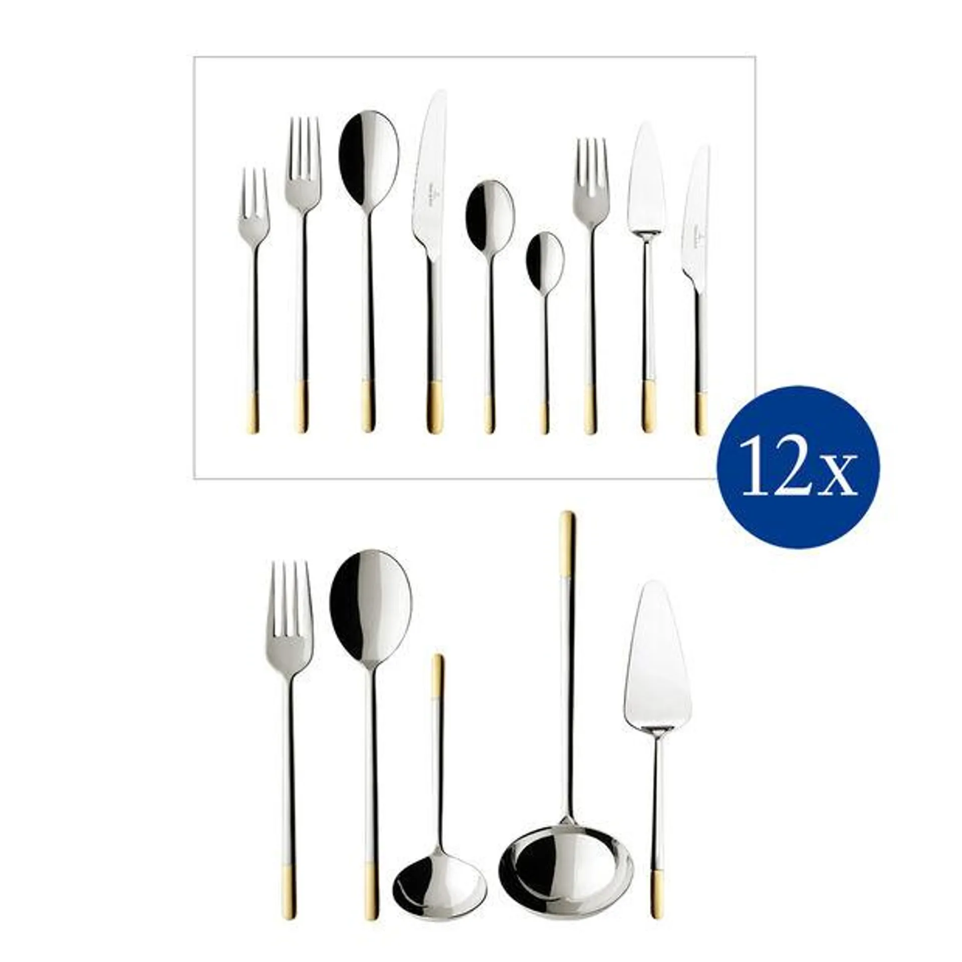 Ella partially gold-plated table cutlery 113 pieces