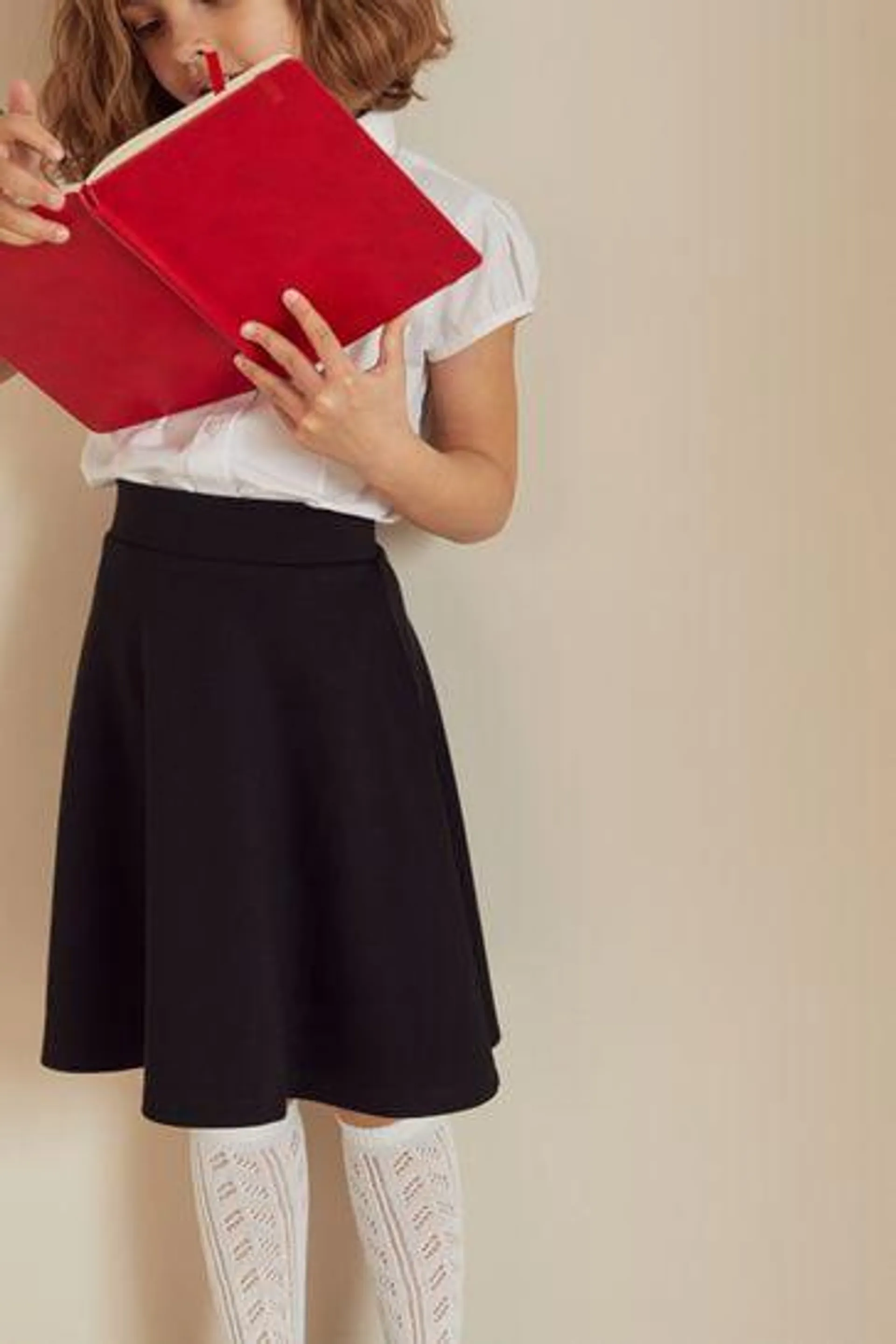 Jersey Stretch Pull-On Longer Length School Skater Skirt (3-17yrs)