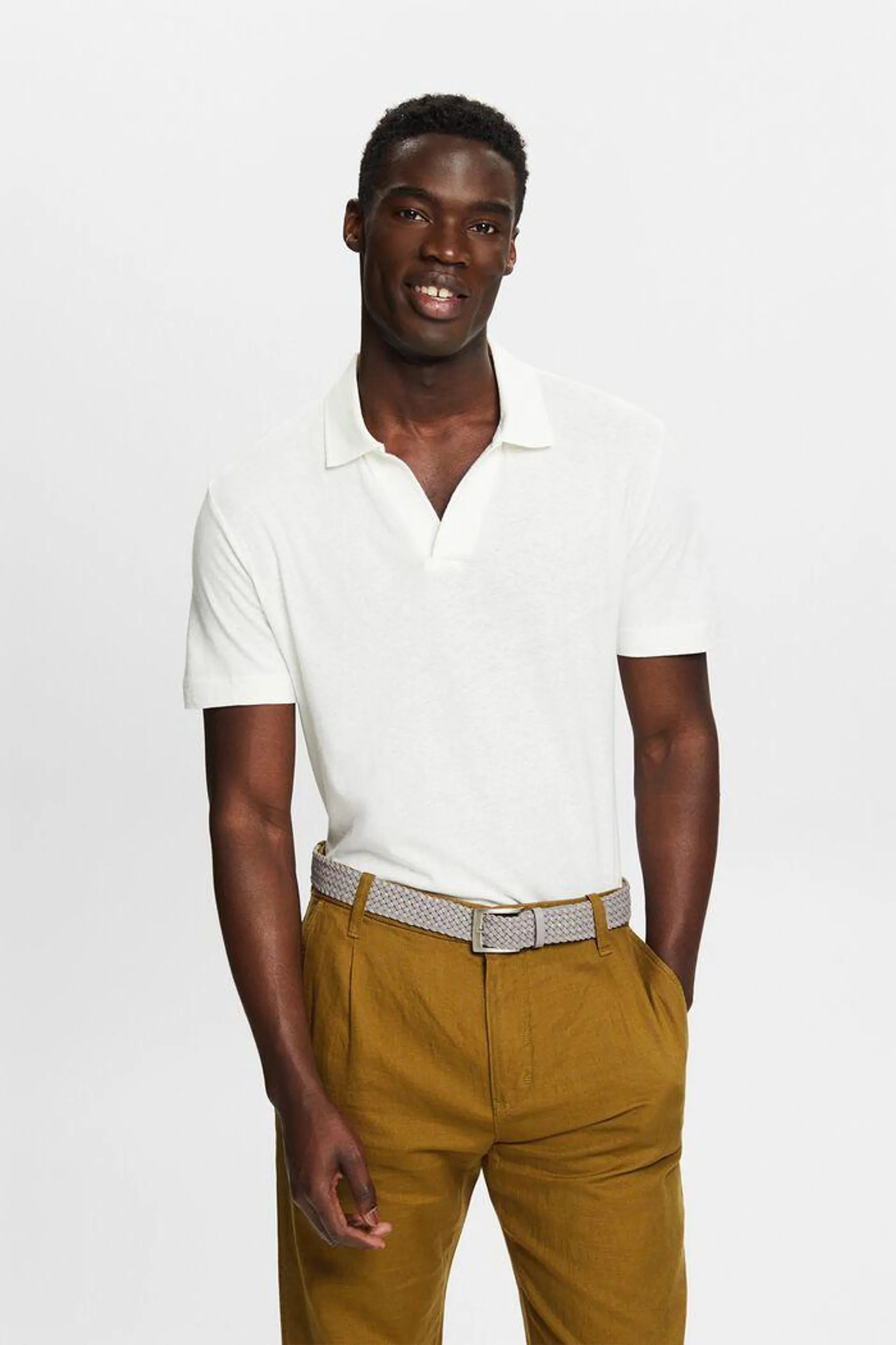 Linen Blend Polo Shirt