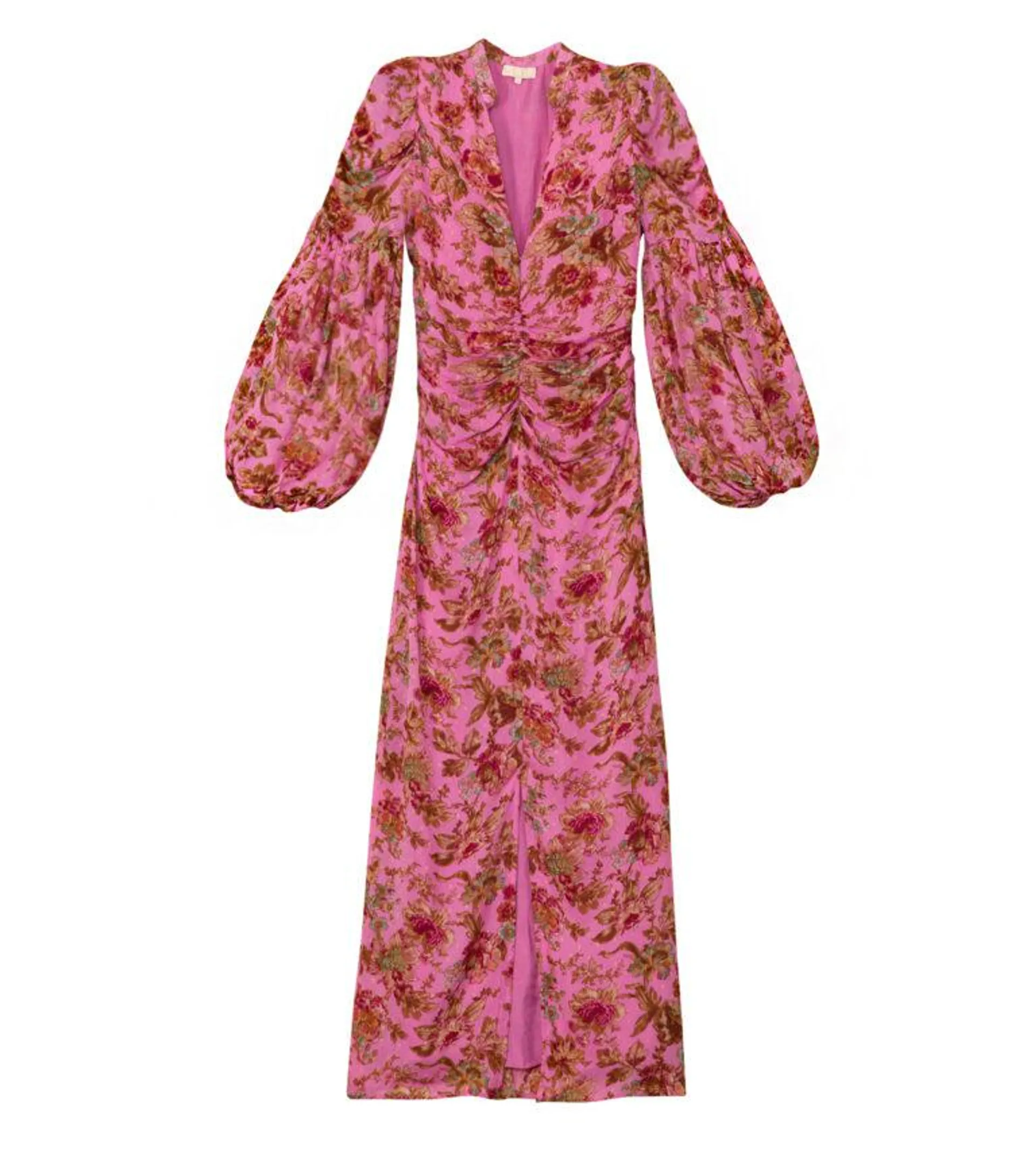 Golden Georgette Rouching Dress – Rosa