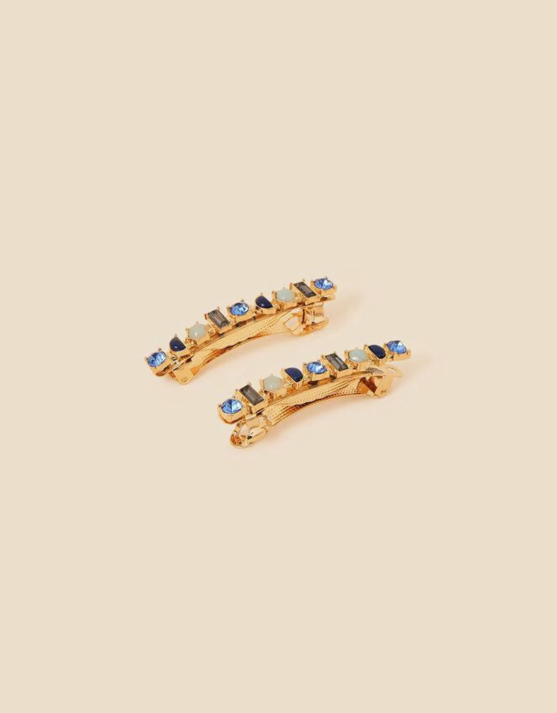 Gemstone Barette Clips Set of Two