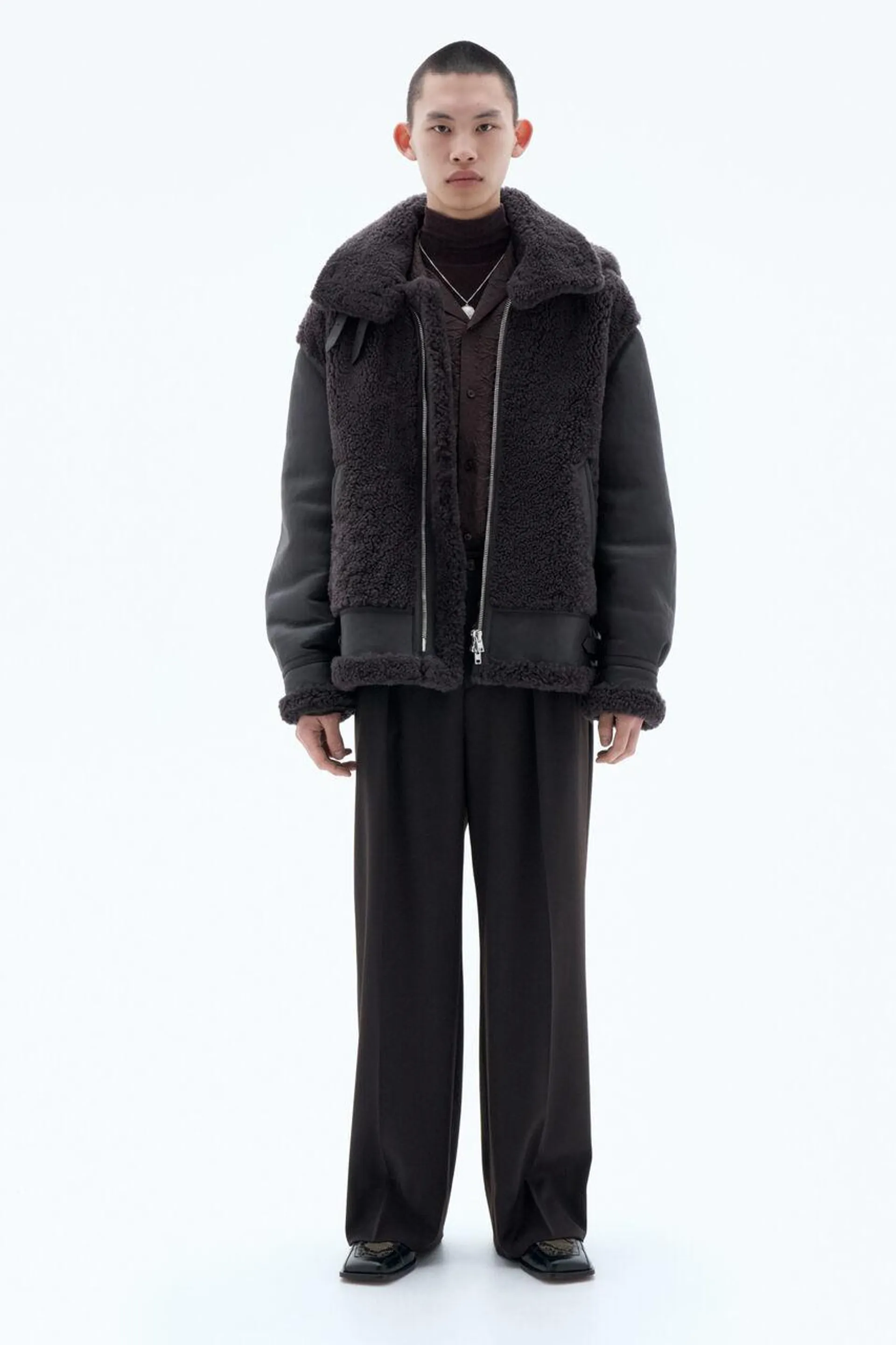 Shearling Aviator Jacket Dark Chocolate