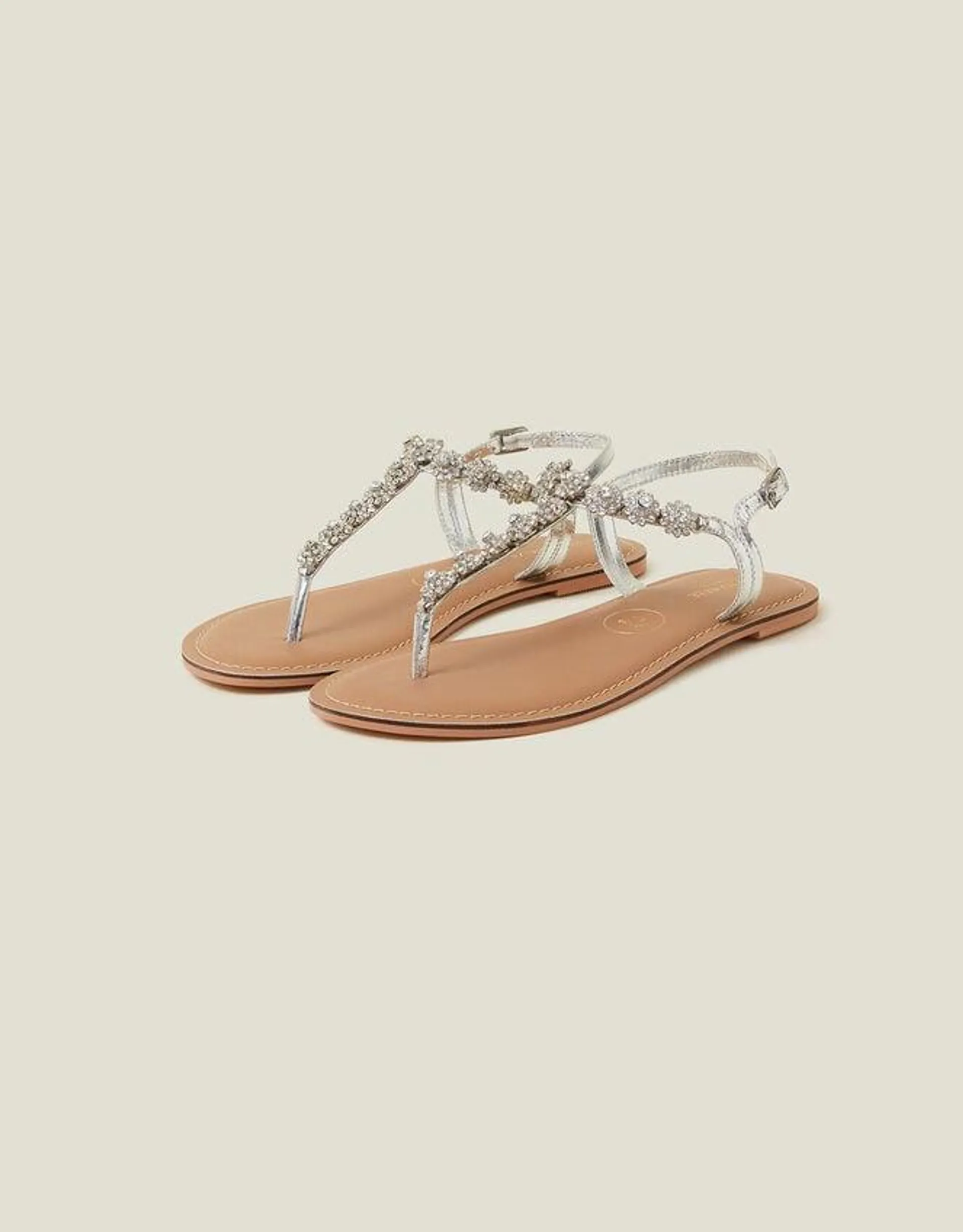 Sparkle Diamante Wide Fit Sandals Silver