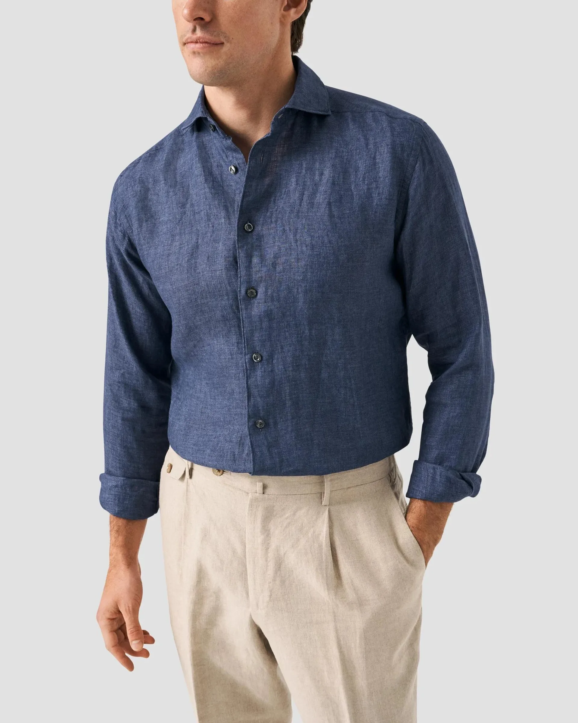 Navy Linen Twill Shirt