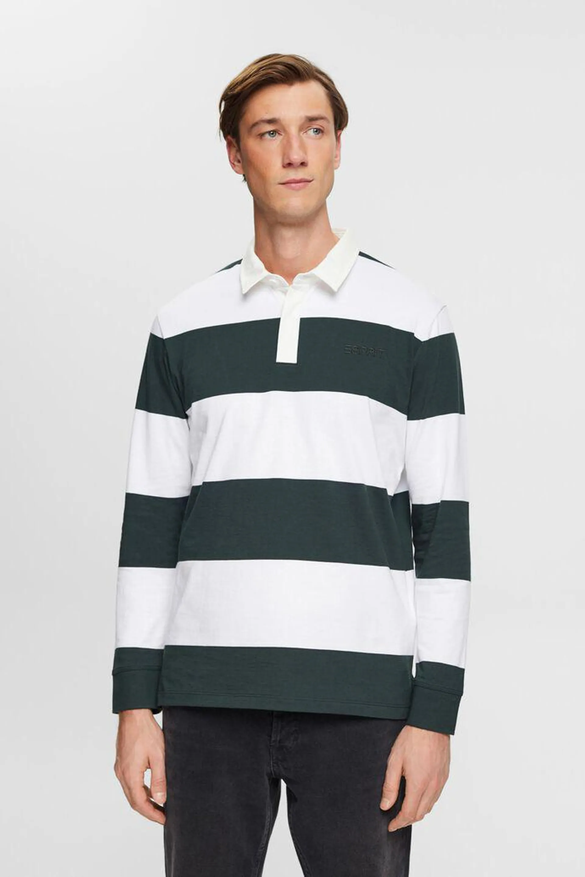 Long-sleeved polo shirt with stripes