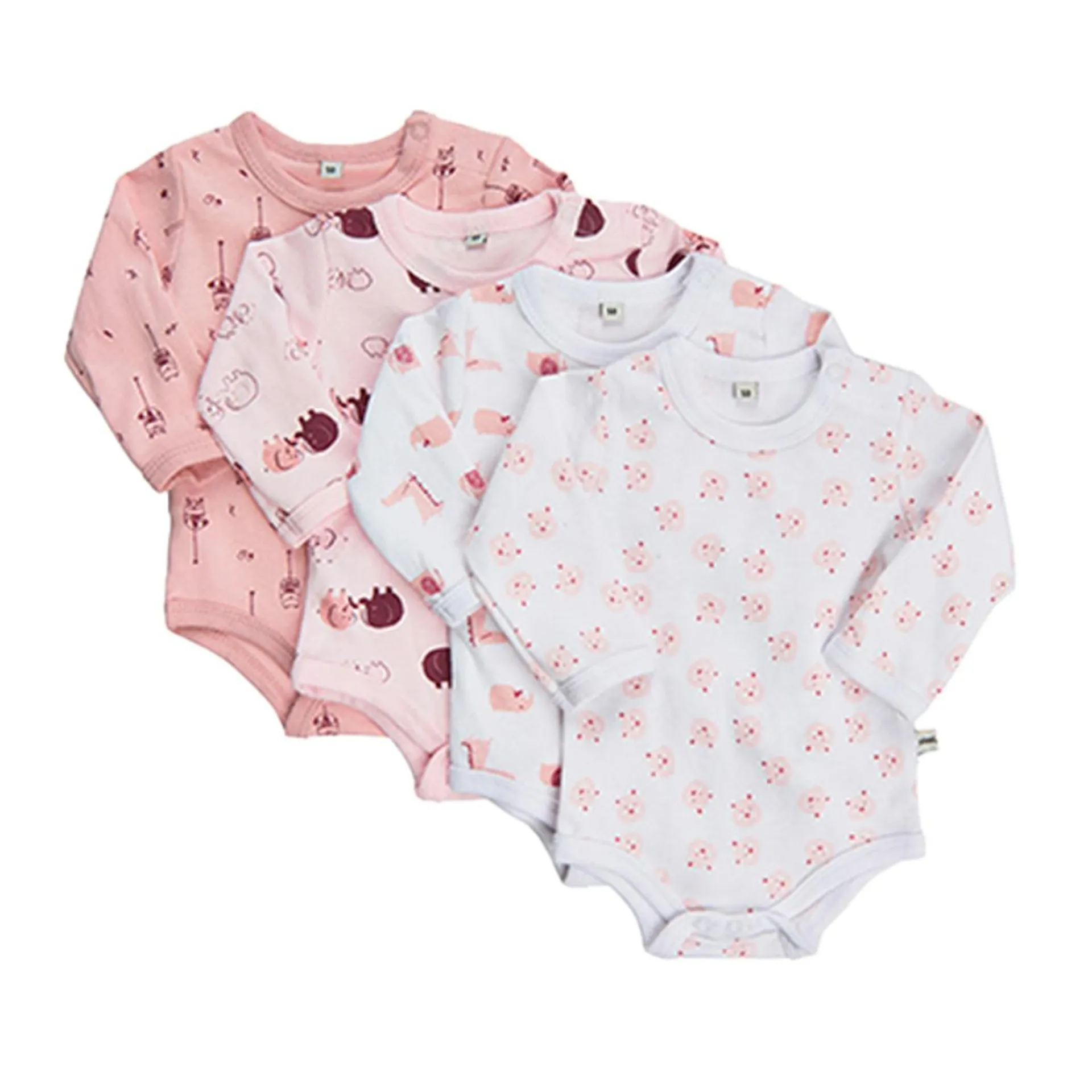 Pippi | 4pk. Body | Langermet | Rosa