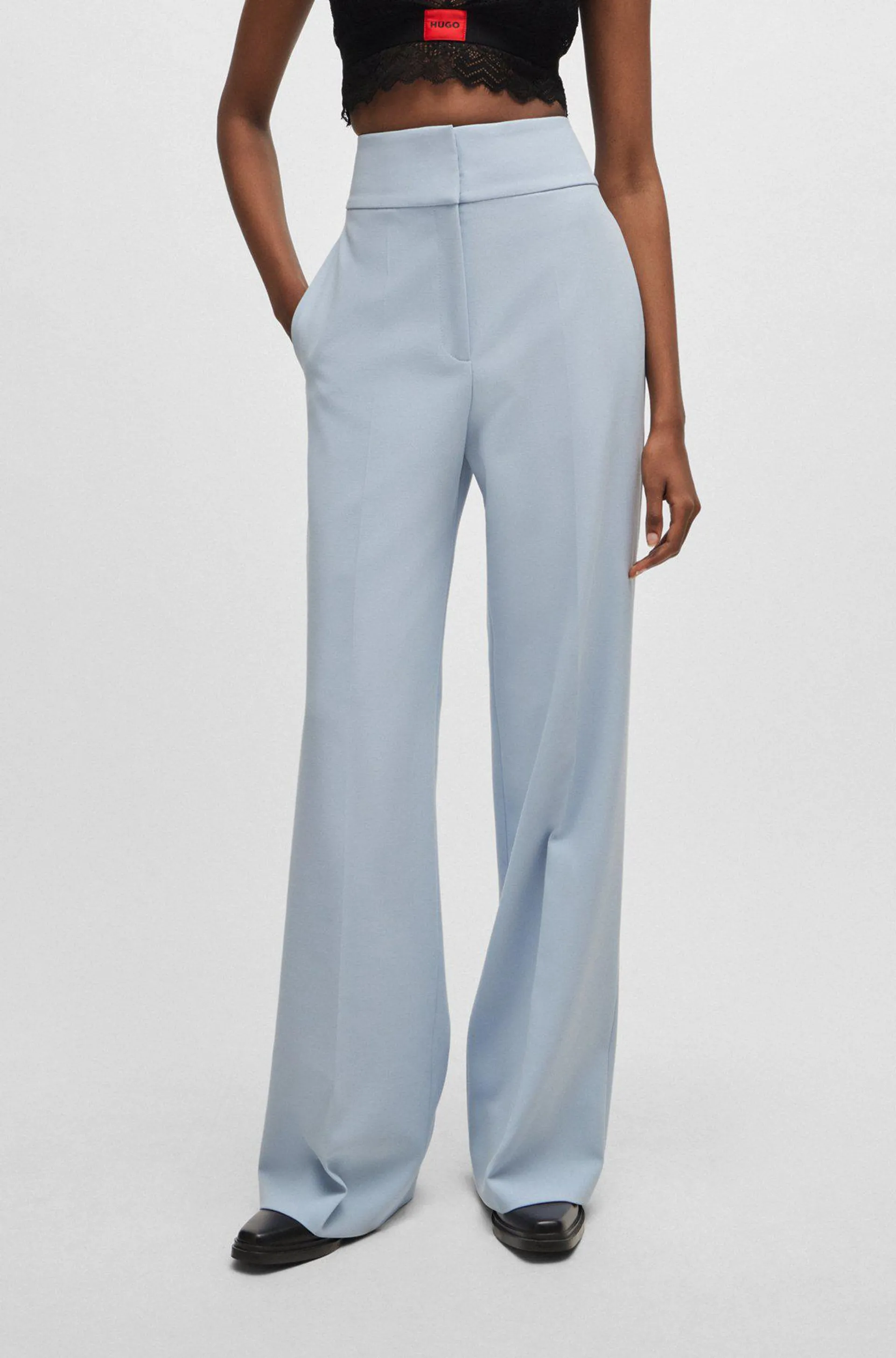 Regular-fit high-waisted trousers with flared leg