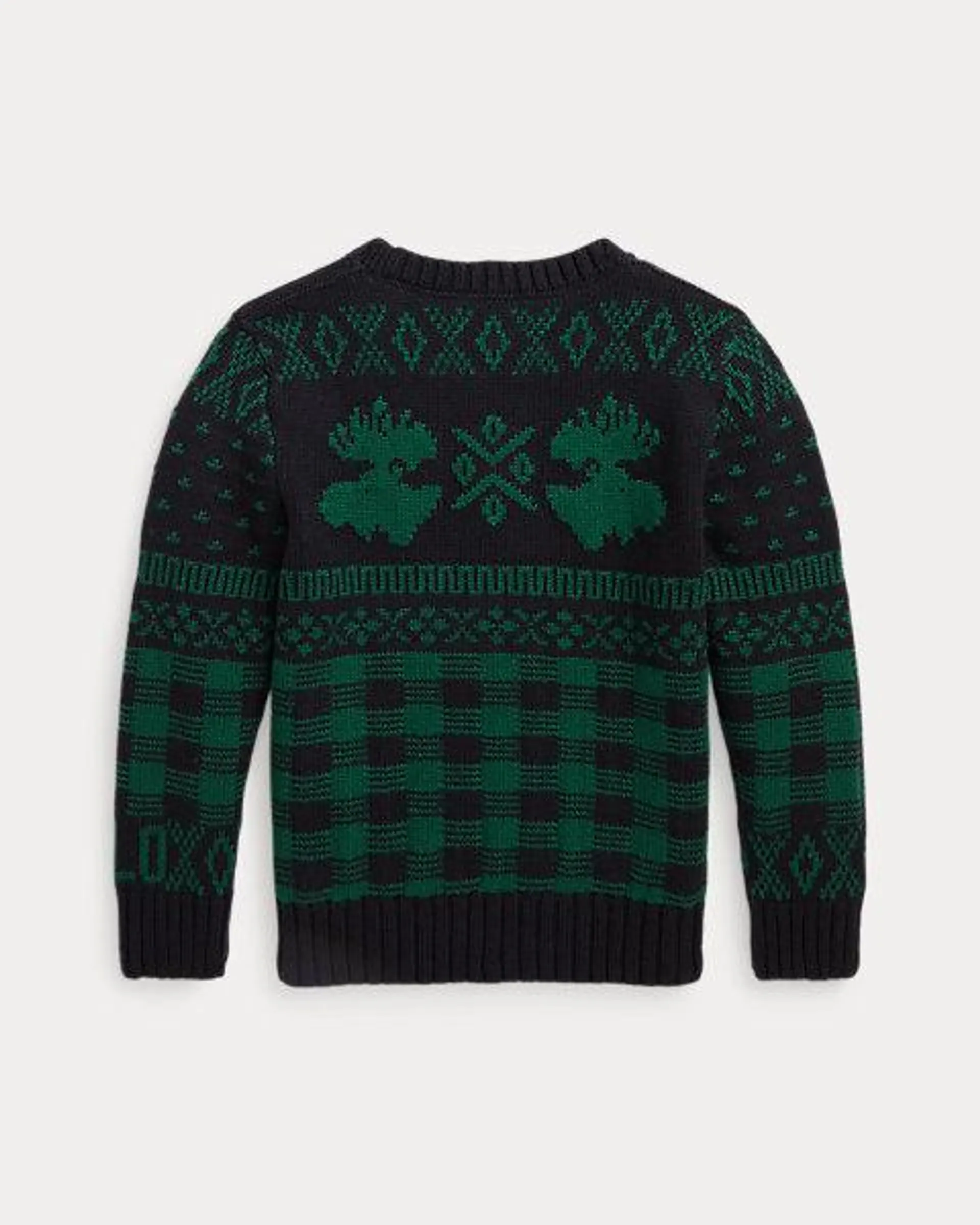 Moose-Plaid Cotton-Blend Jumper