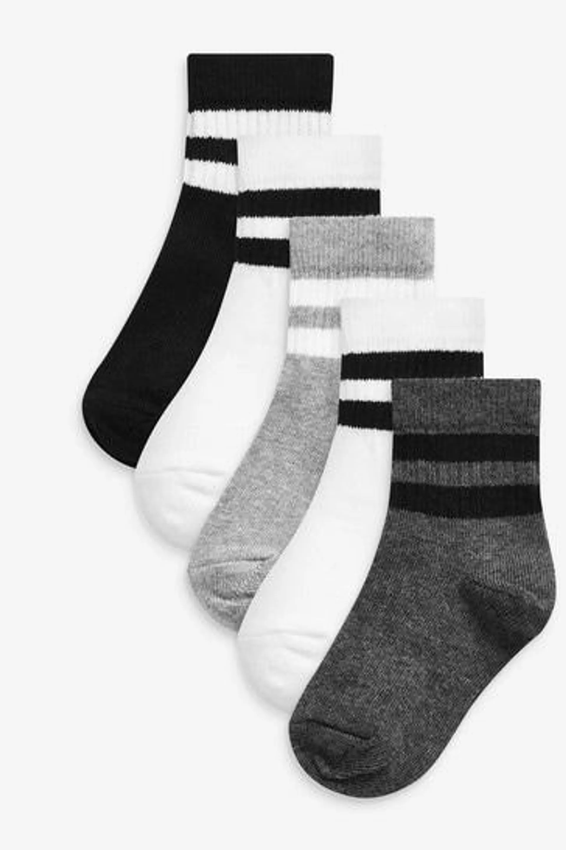 5 Pack Cushioned Footbed Cotton Rich Ribbed Socks