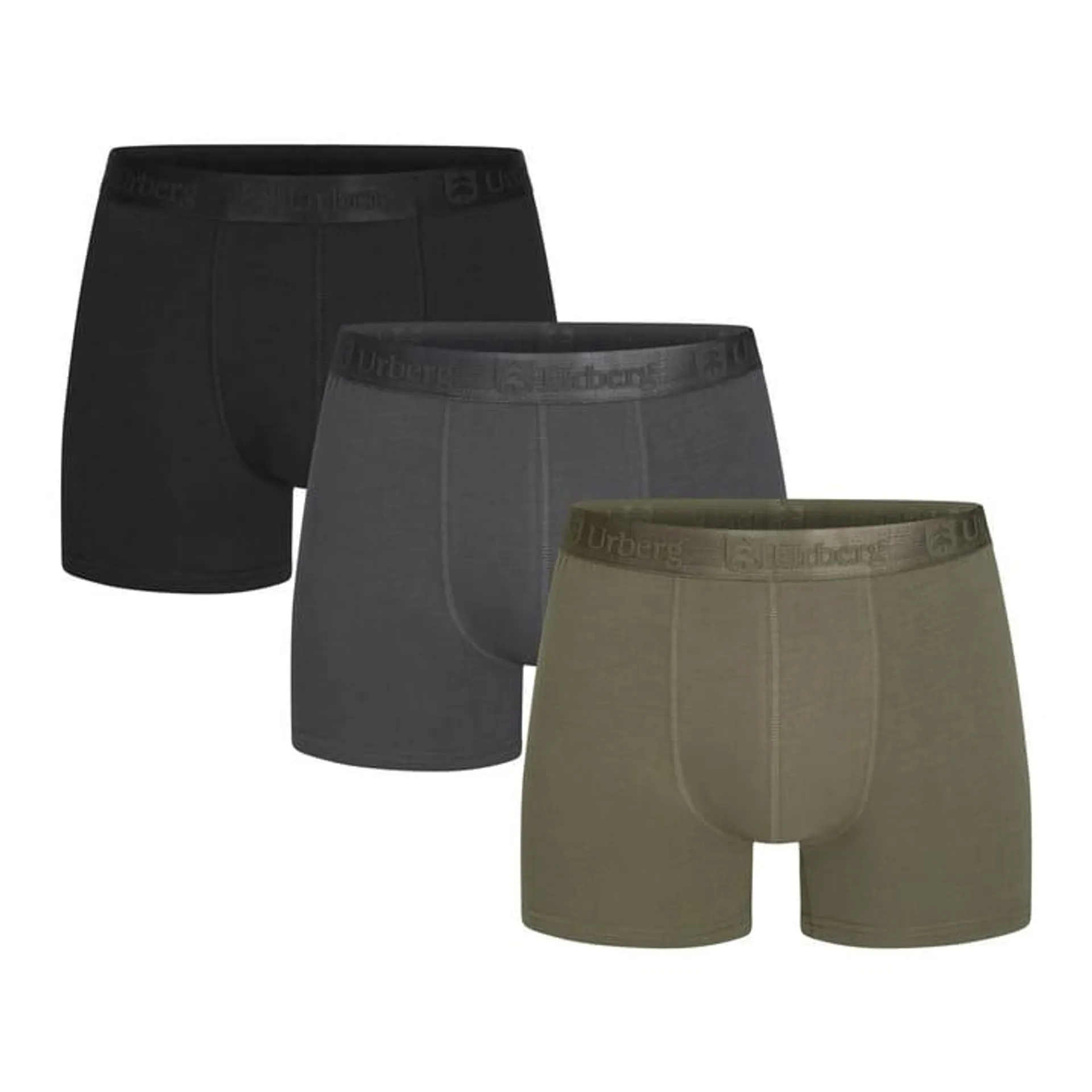 Urberg Men's Isane 3-pack Bamboo Boxers Grey/Black/Green