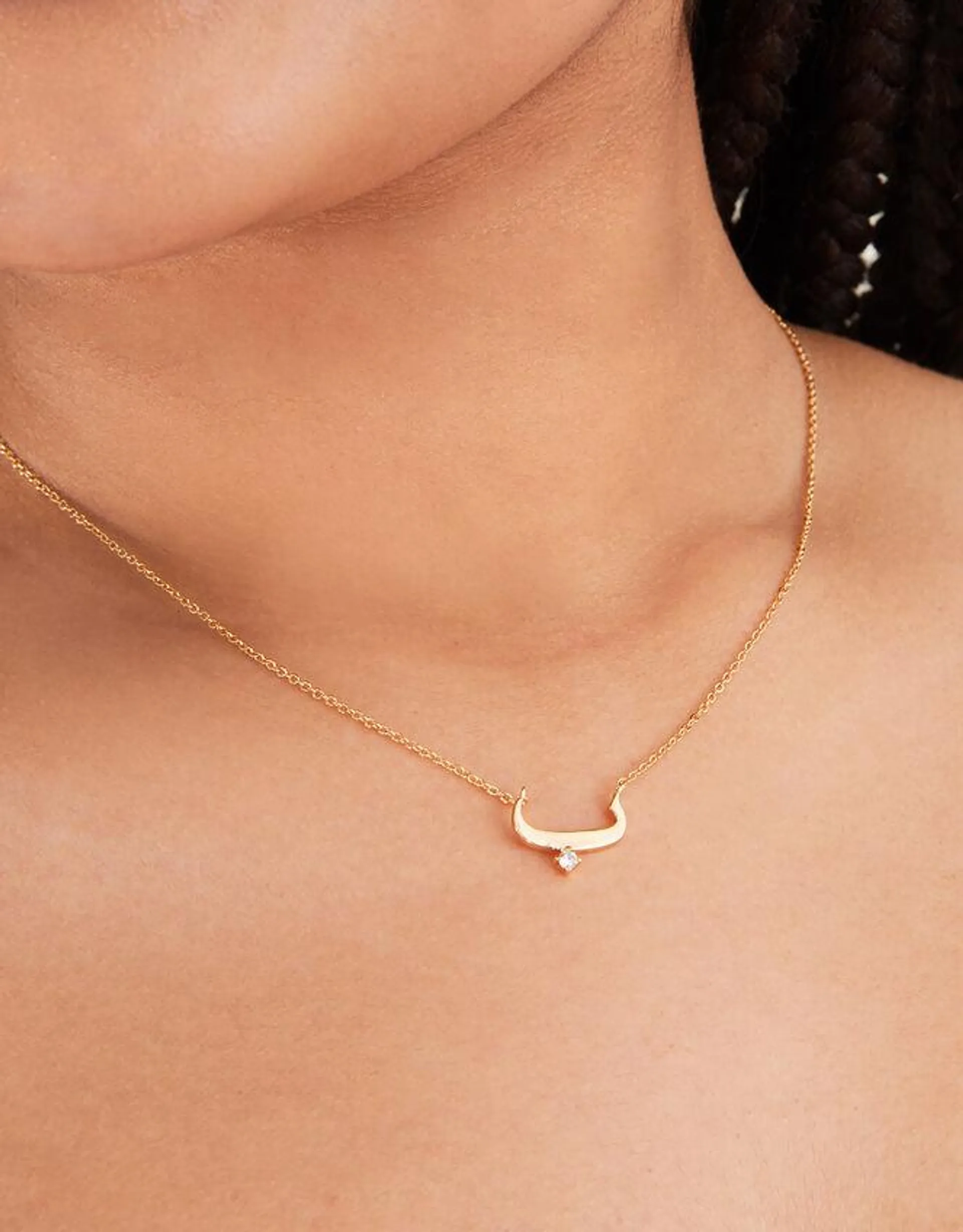 14ct Gold-Plated Arabic Initial Pendant Necklace - B (Baa)