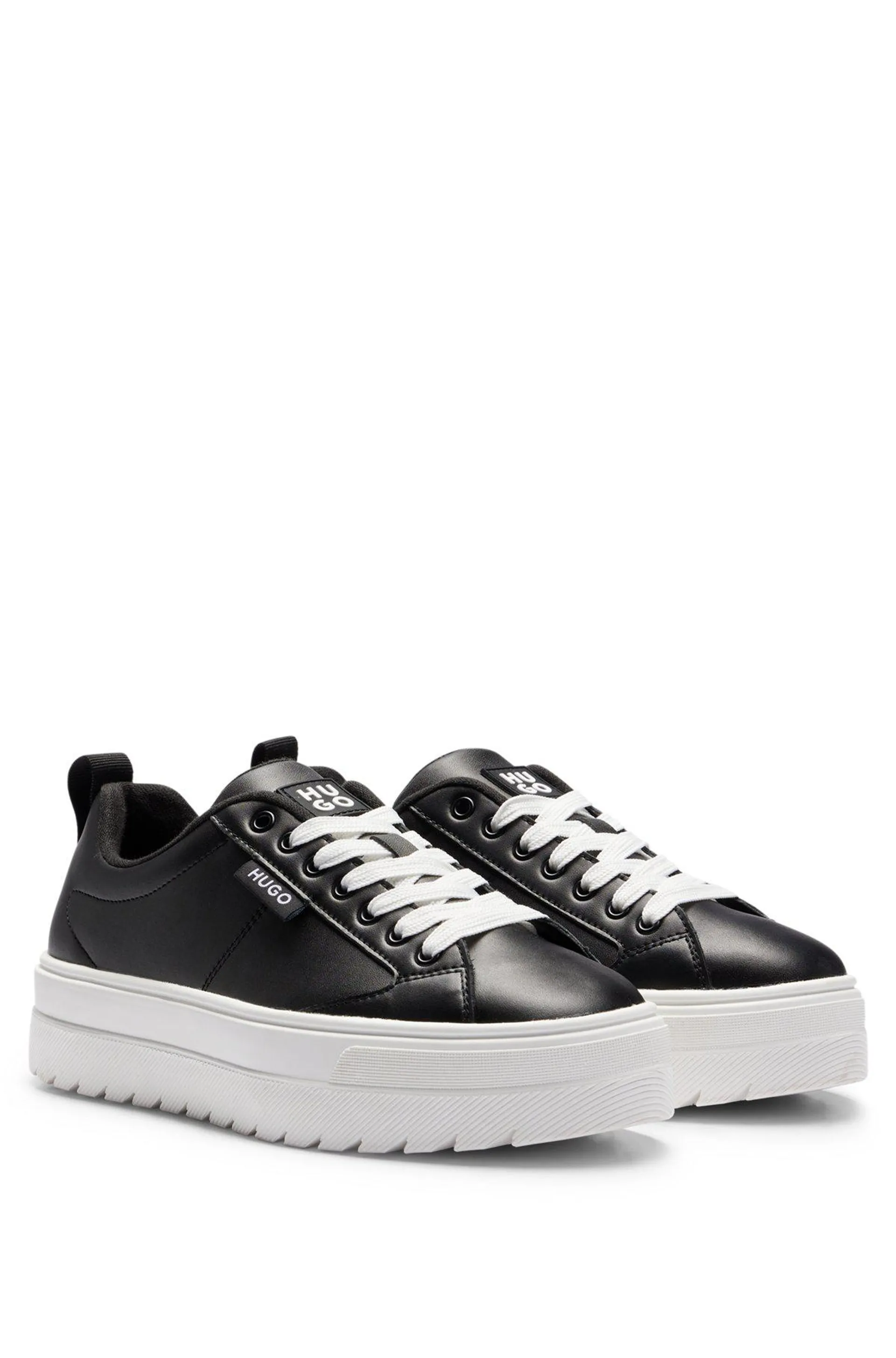Platform trainers with bonded leather