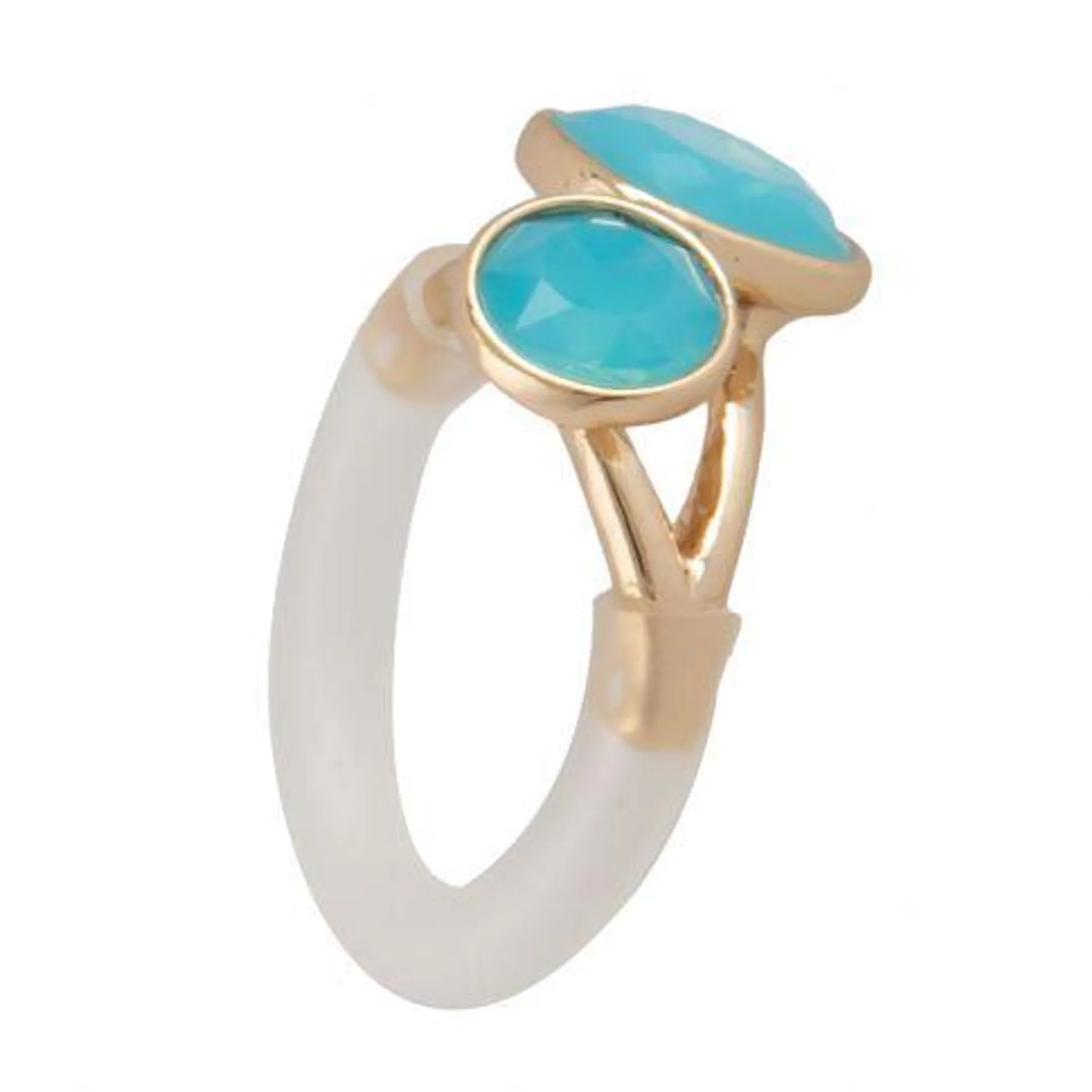 Patricia 2 ring gold Matt turquoise