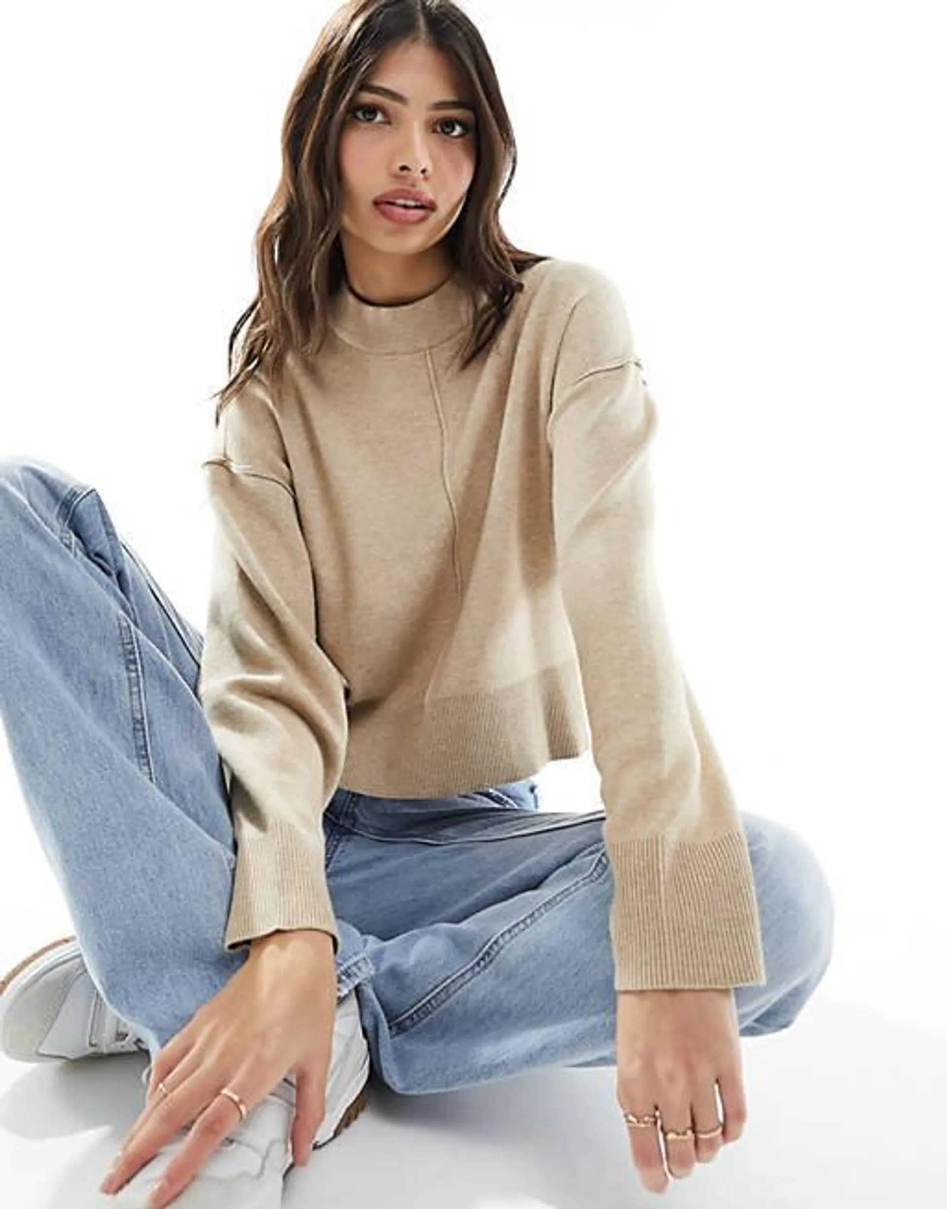 Vero Moda seam detail jumper in beige