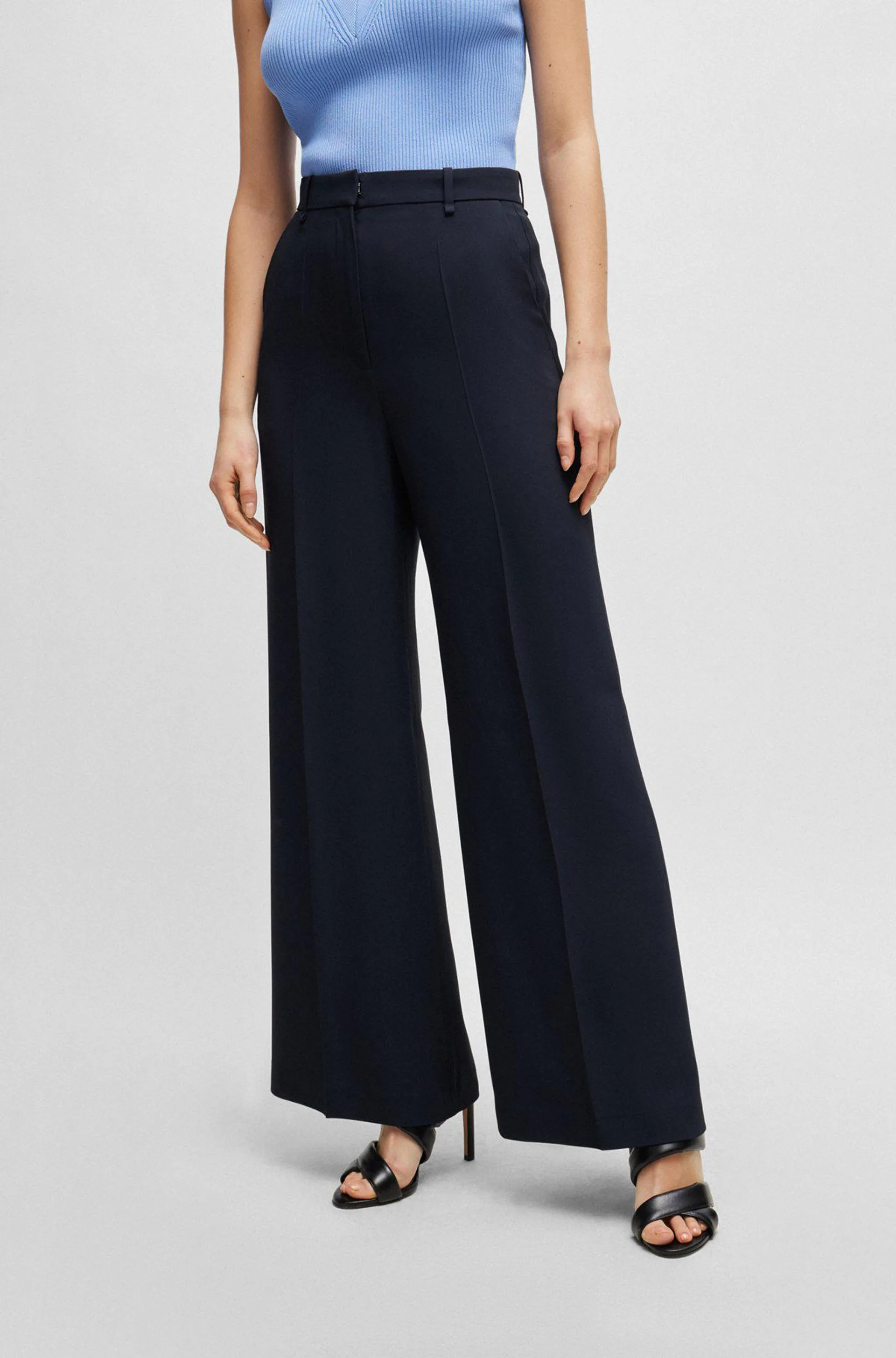 High-waisted relaxed-fit trousers with wide leg