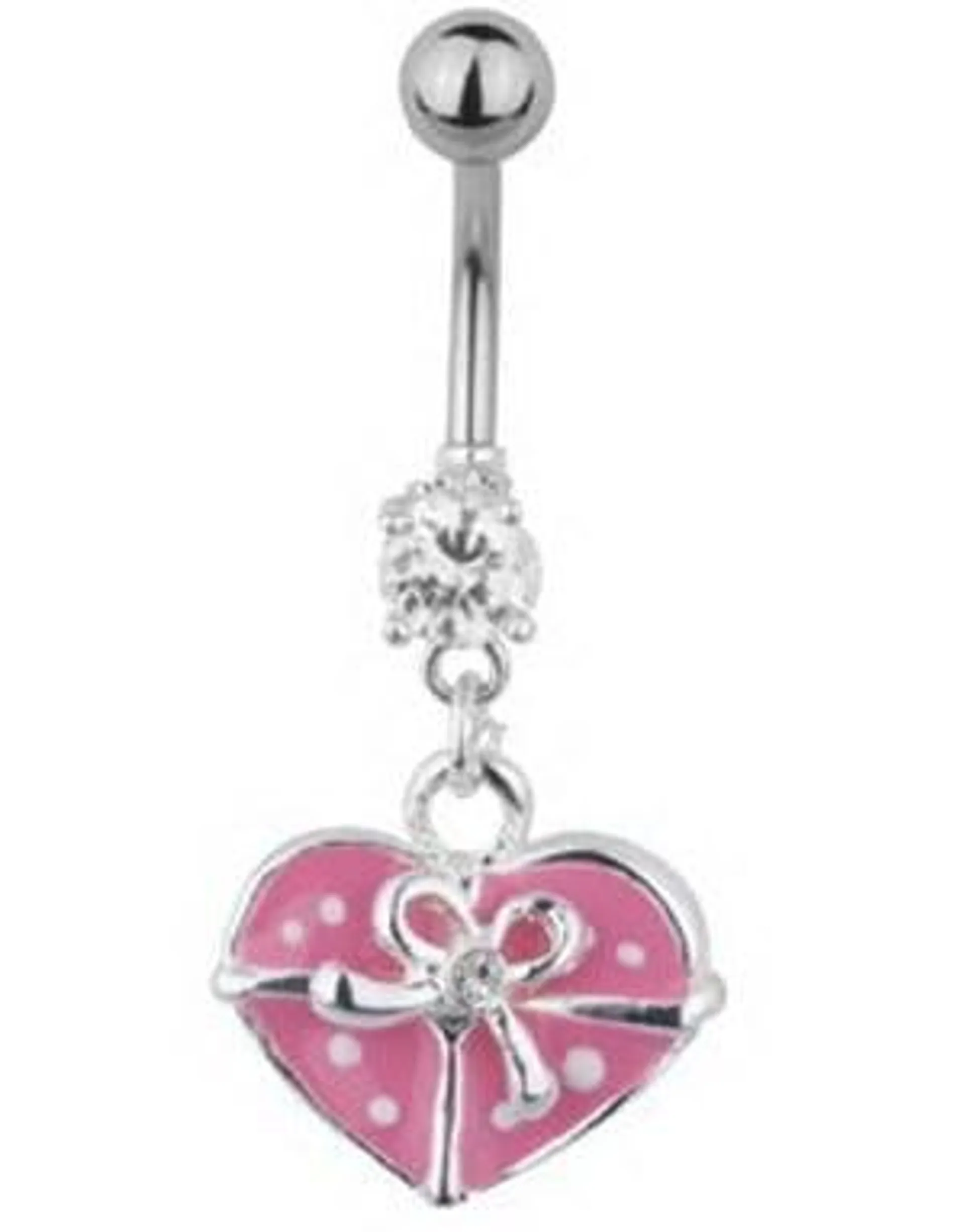 Gift Wrapped Heart Navlepiercing - Rosa