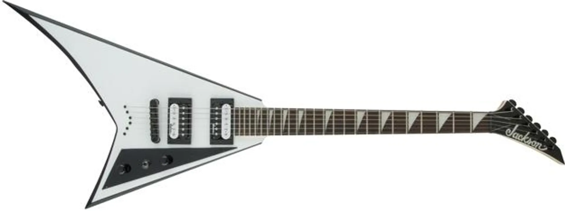 Jackson JS Series Rhoads JS32T, Amaranth Fingerboard, White with Black Bevels