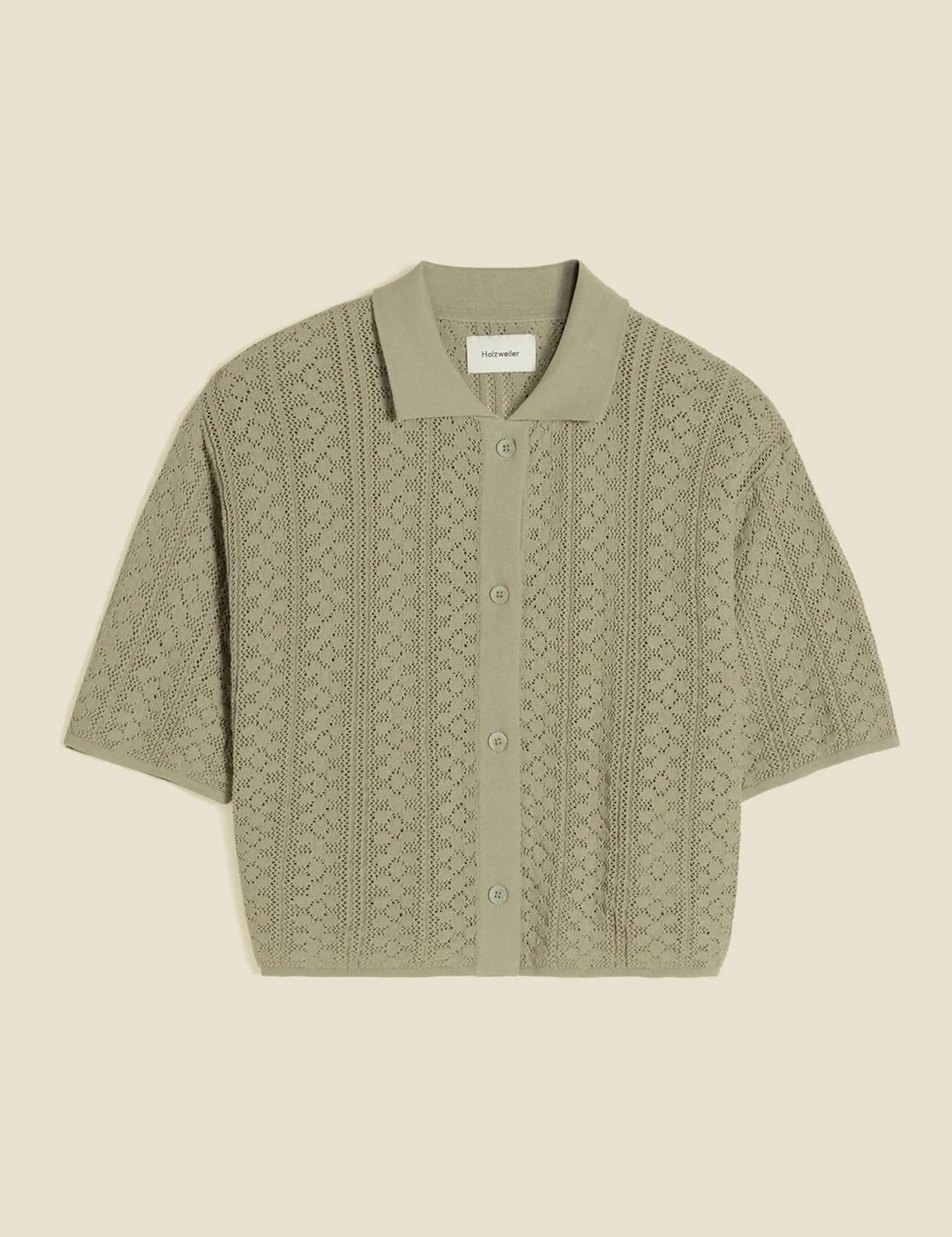 Loch Crochet Knit Shirt Teal