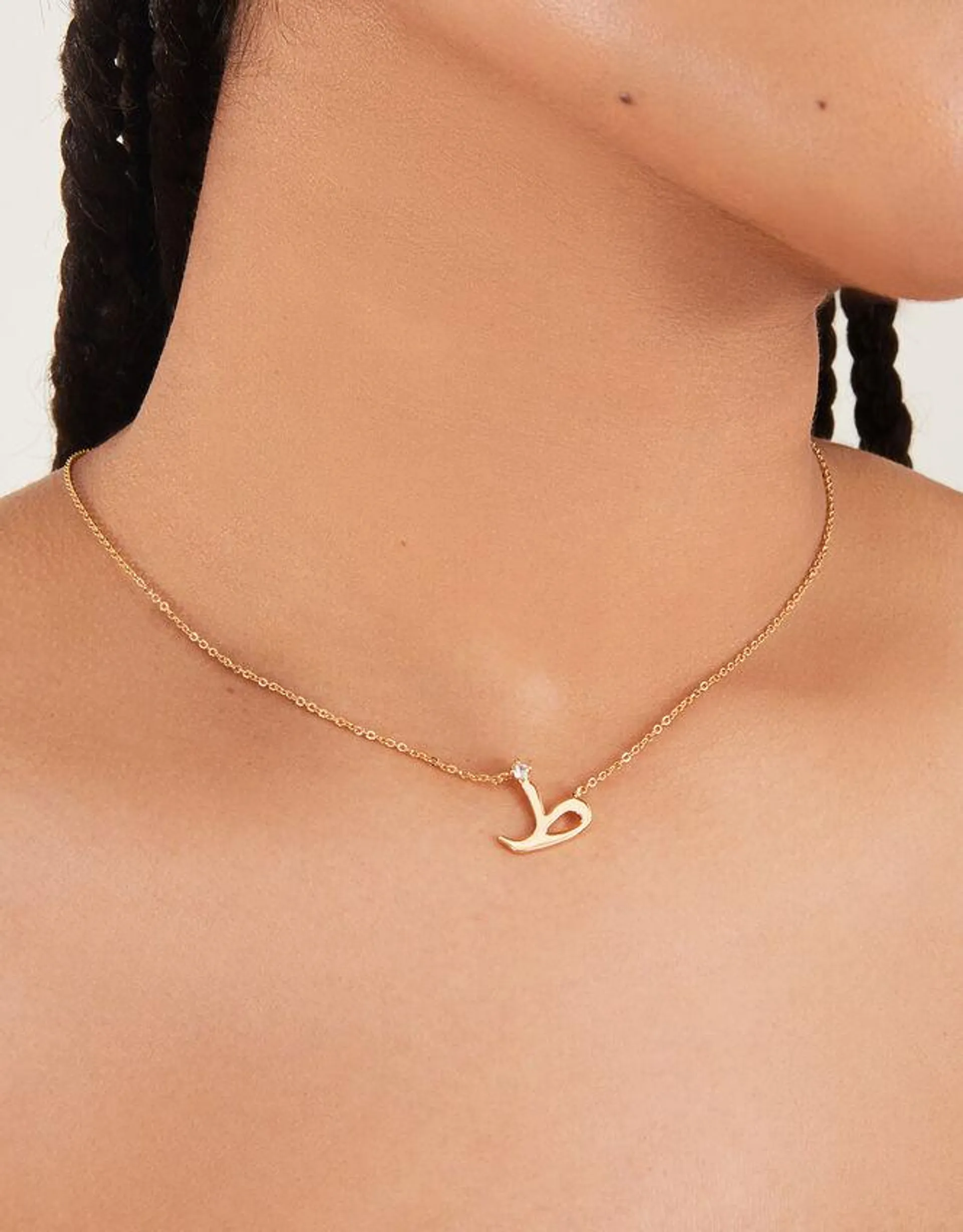 14ct Gold-Plated Arabic Initial Pendant Necklace - T (Taa)