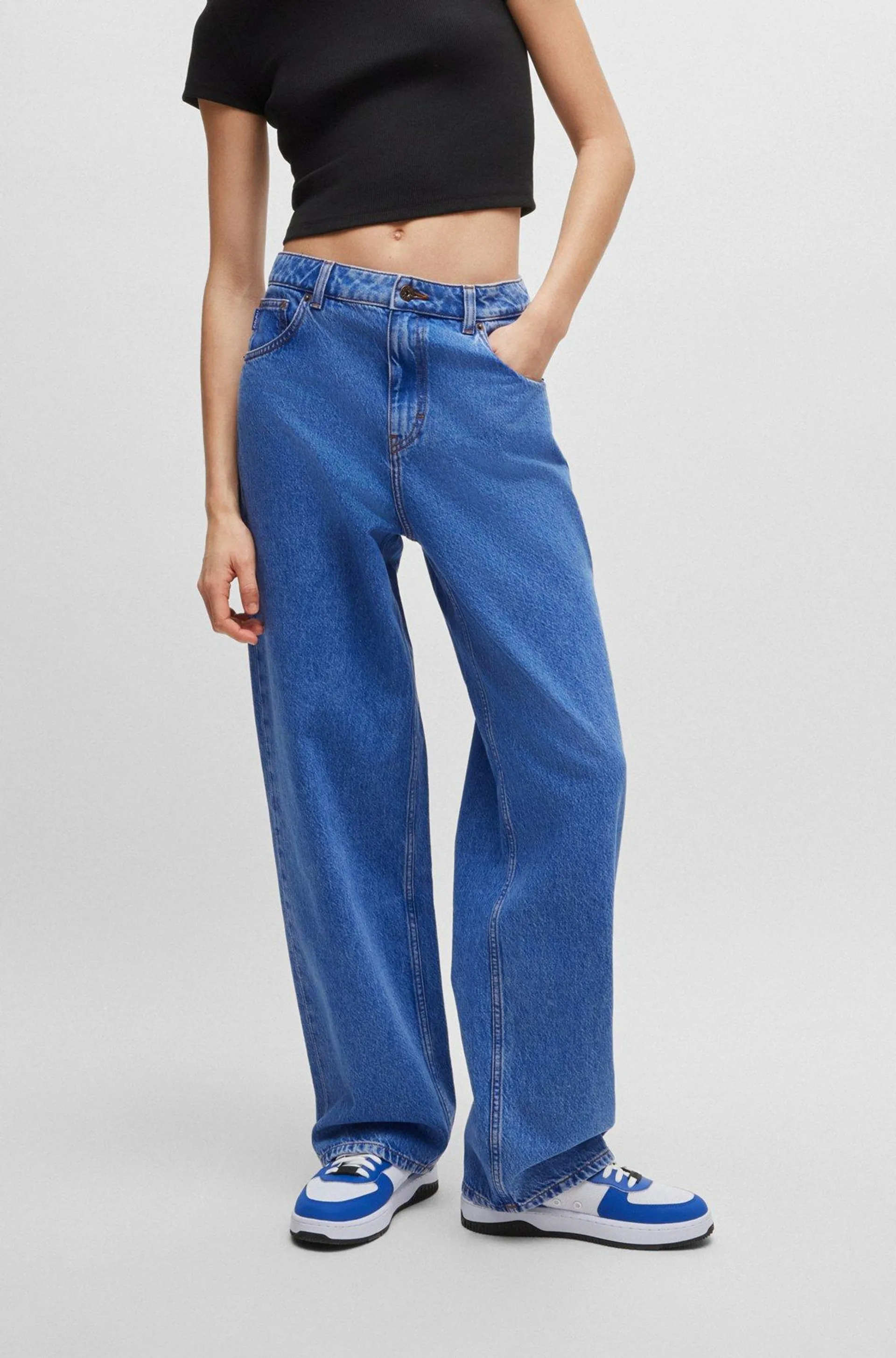 Relaxed-fit jeans in blue stonewashed denim