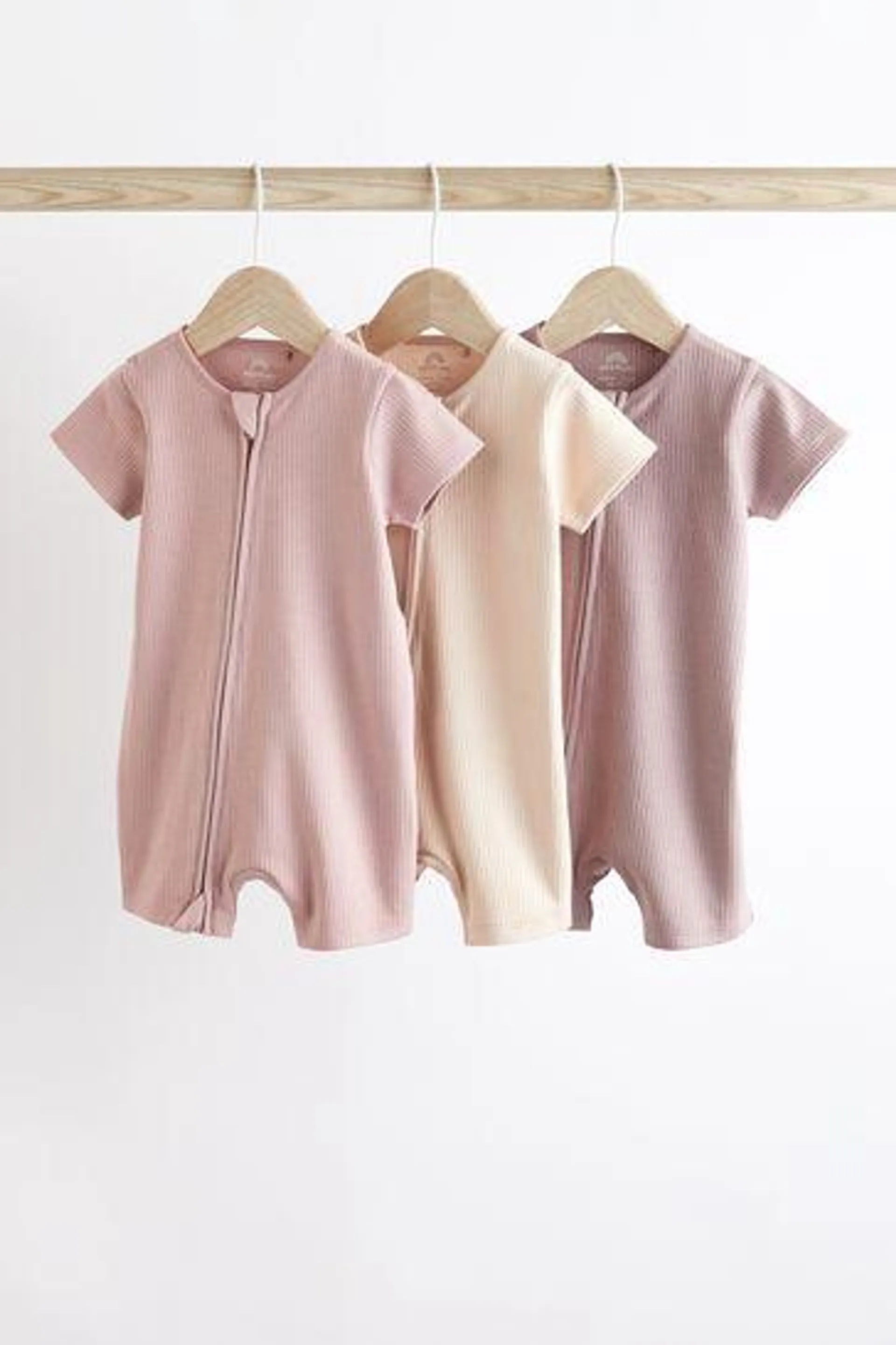 Baby Two Way Zip Rompers 3 Pack (0mths-3yrs)