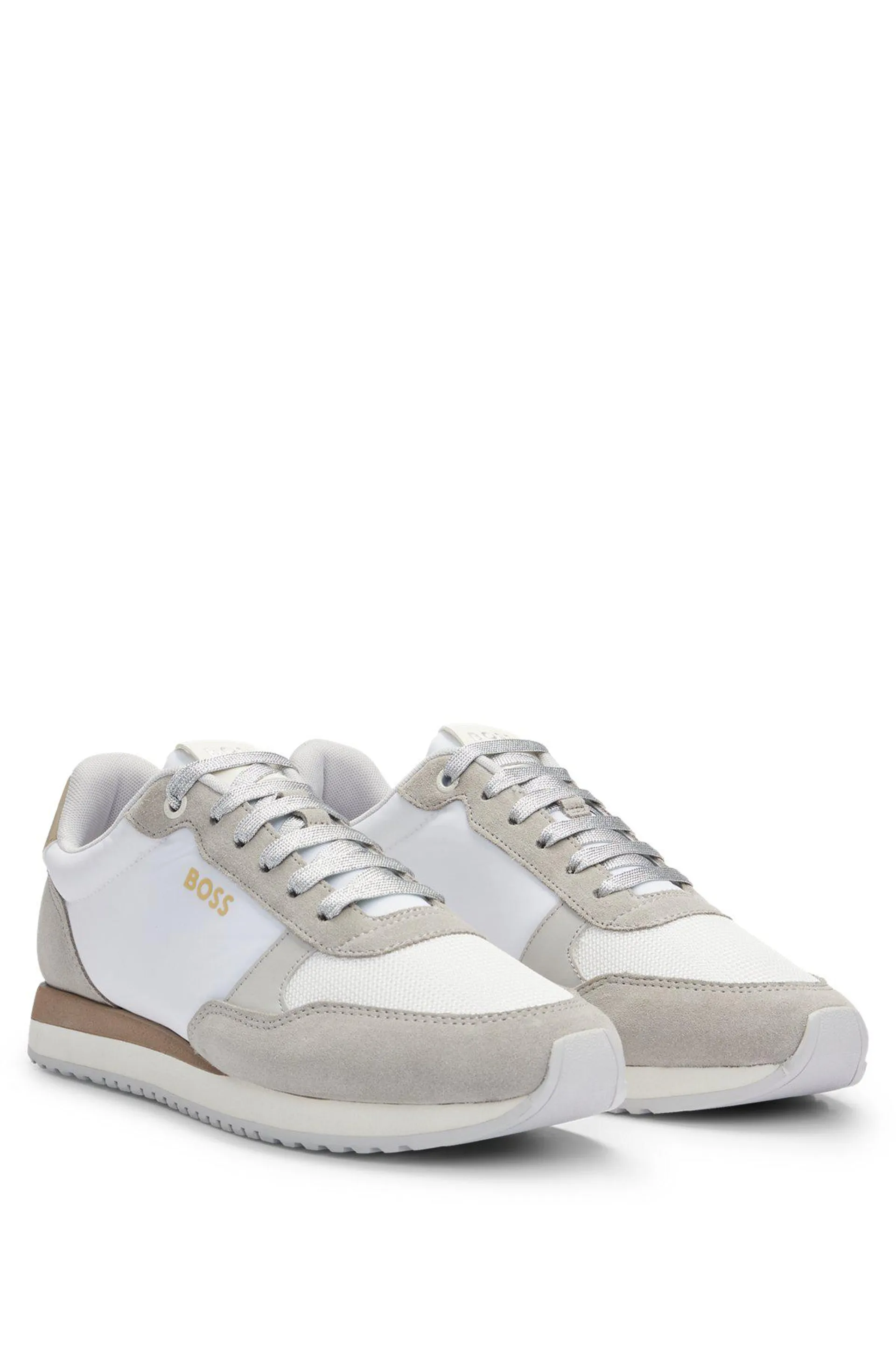 Mixed-material trainers with suede and mesh