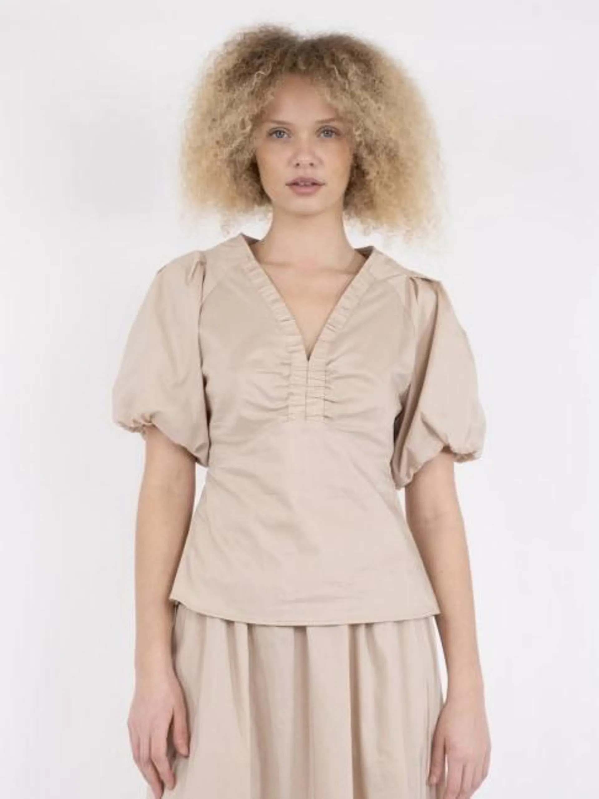 Irina Poplin Blouse Dark Sand 40