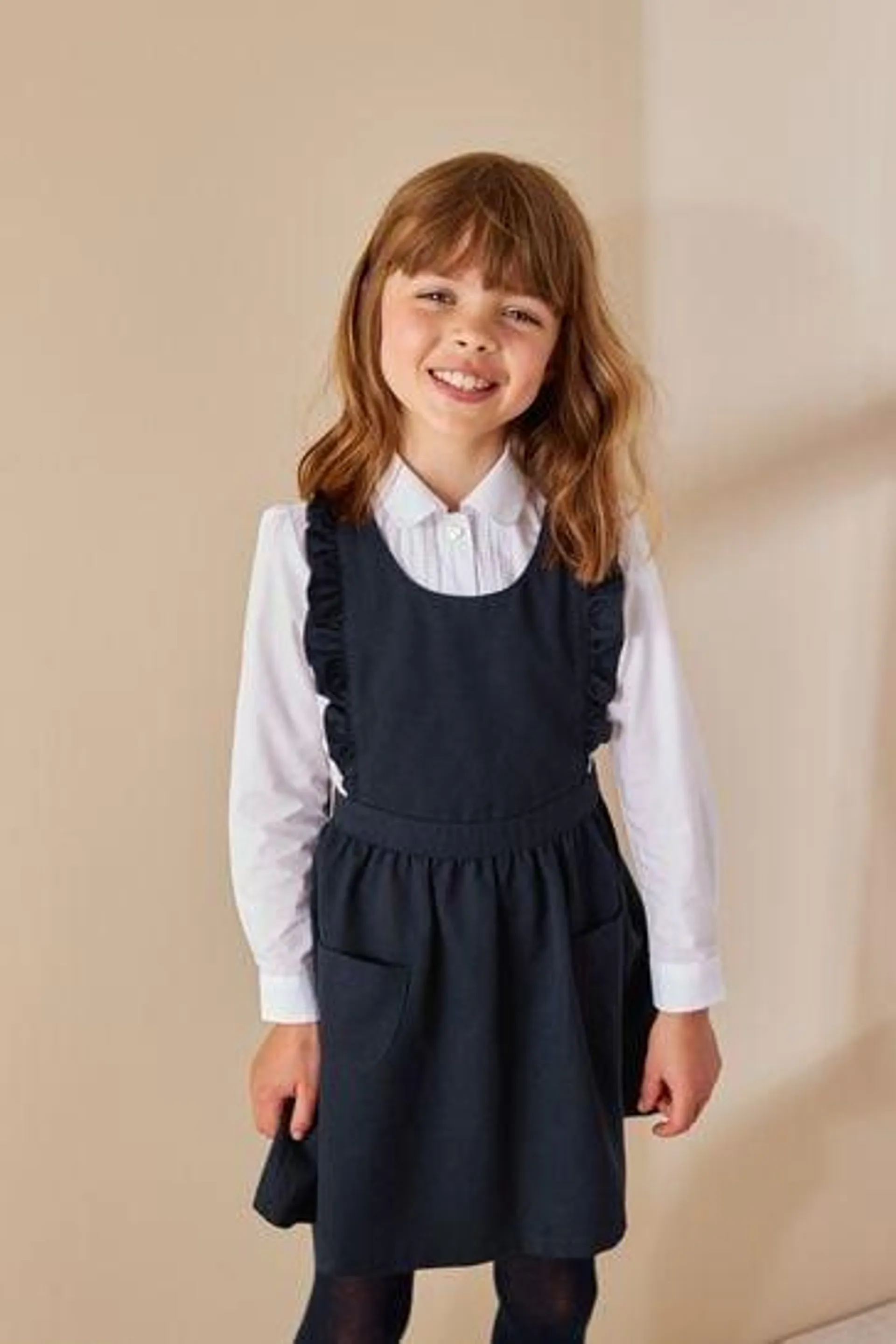 Ruffle Detail Pinafore School Dress (3-14yrs)