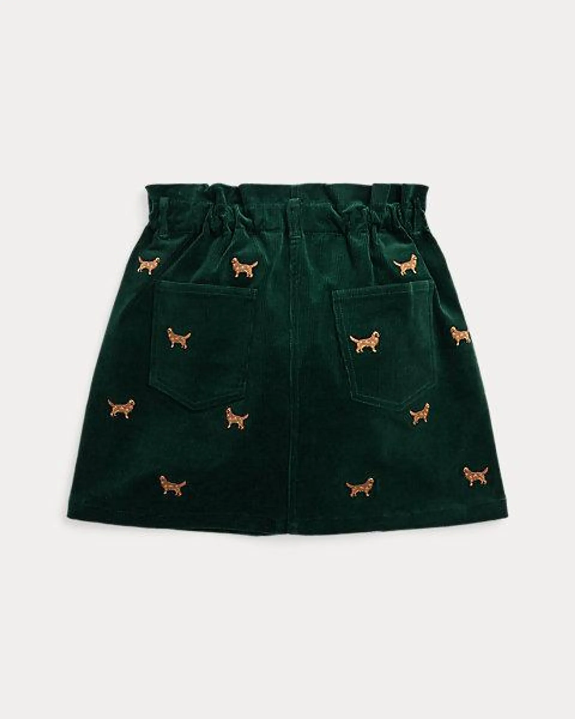 Embroidered Corduroy Skirt