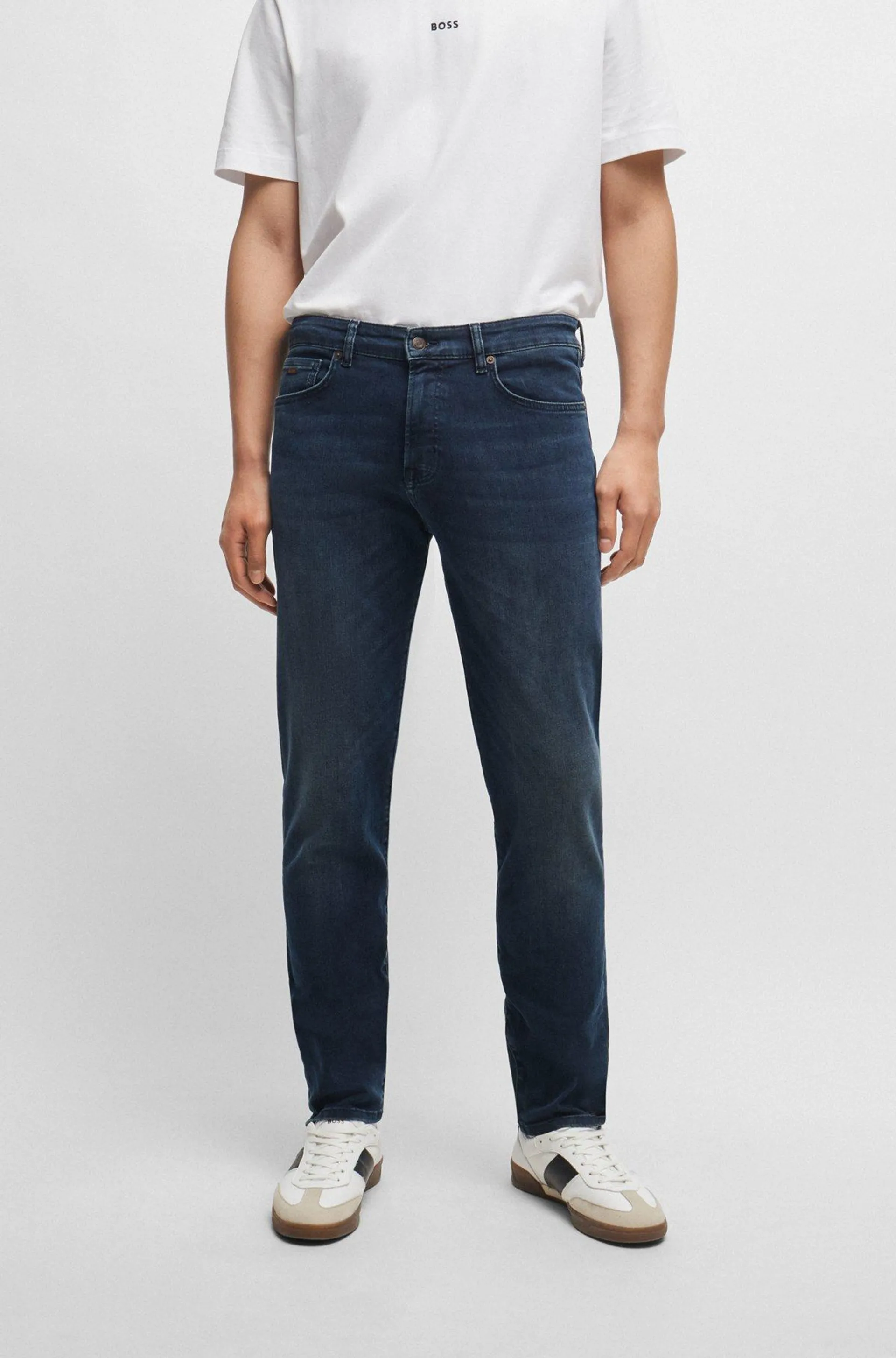 Regular-fit jeans in navy super-stretch denim