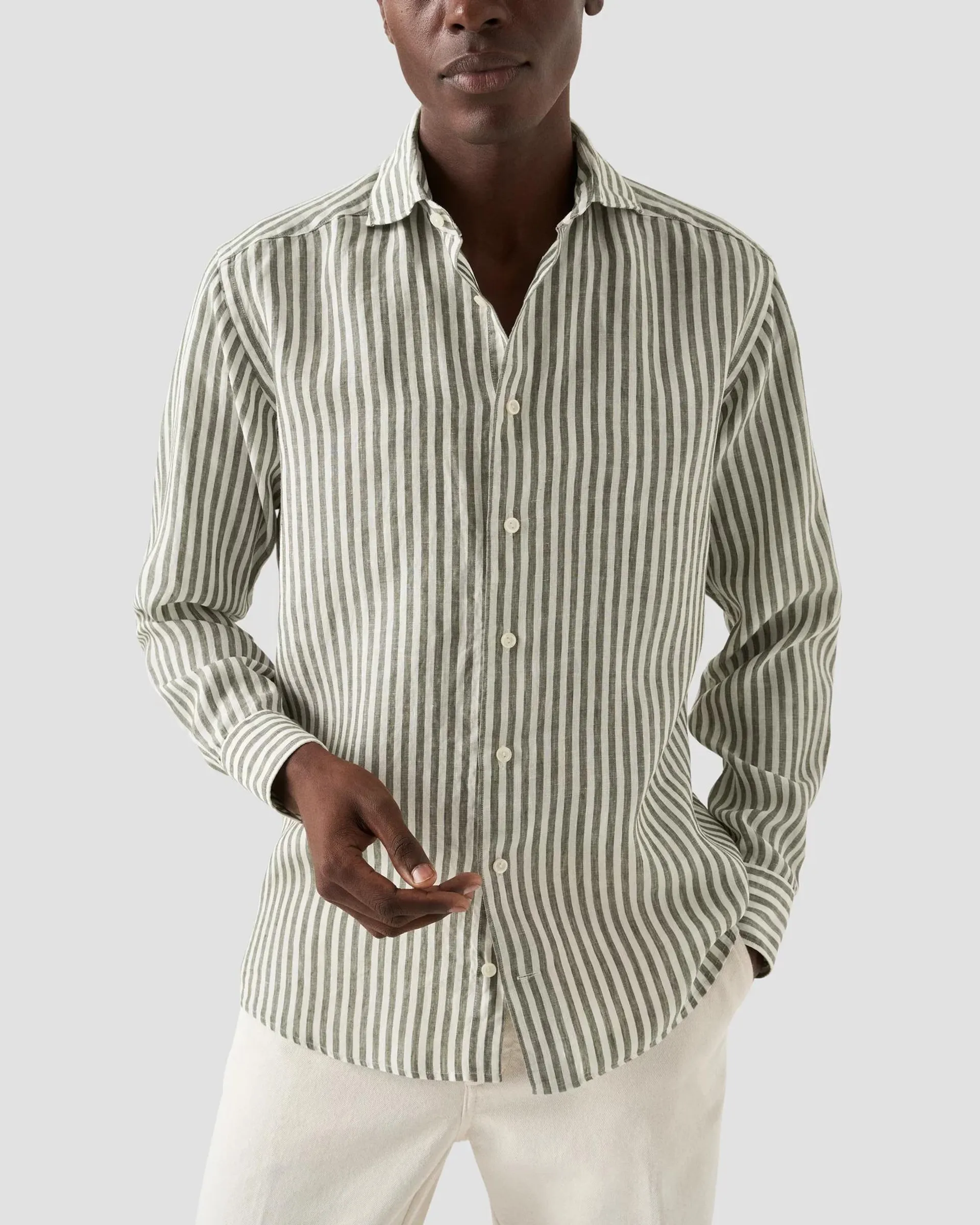 Green Striped Linen Shirt