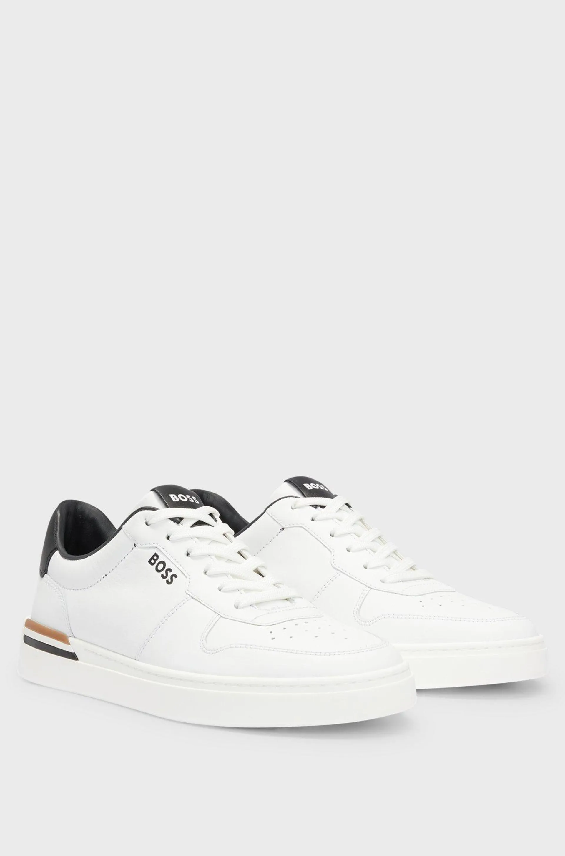 Leather cupsole trainers with signature details