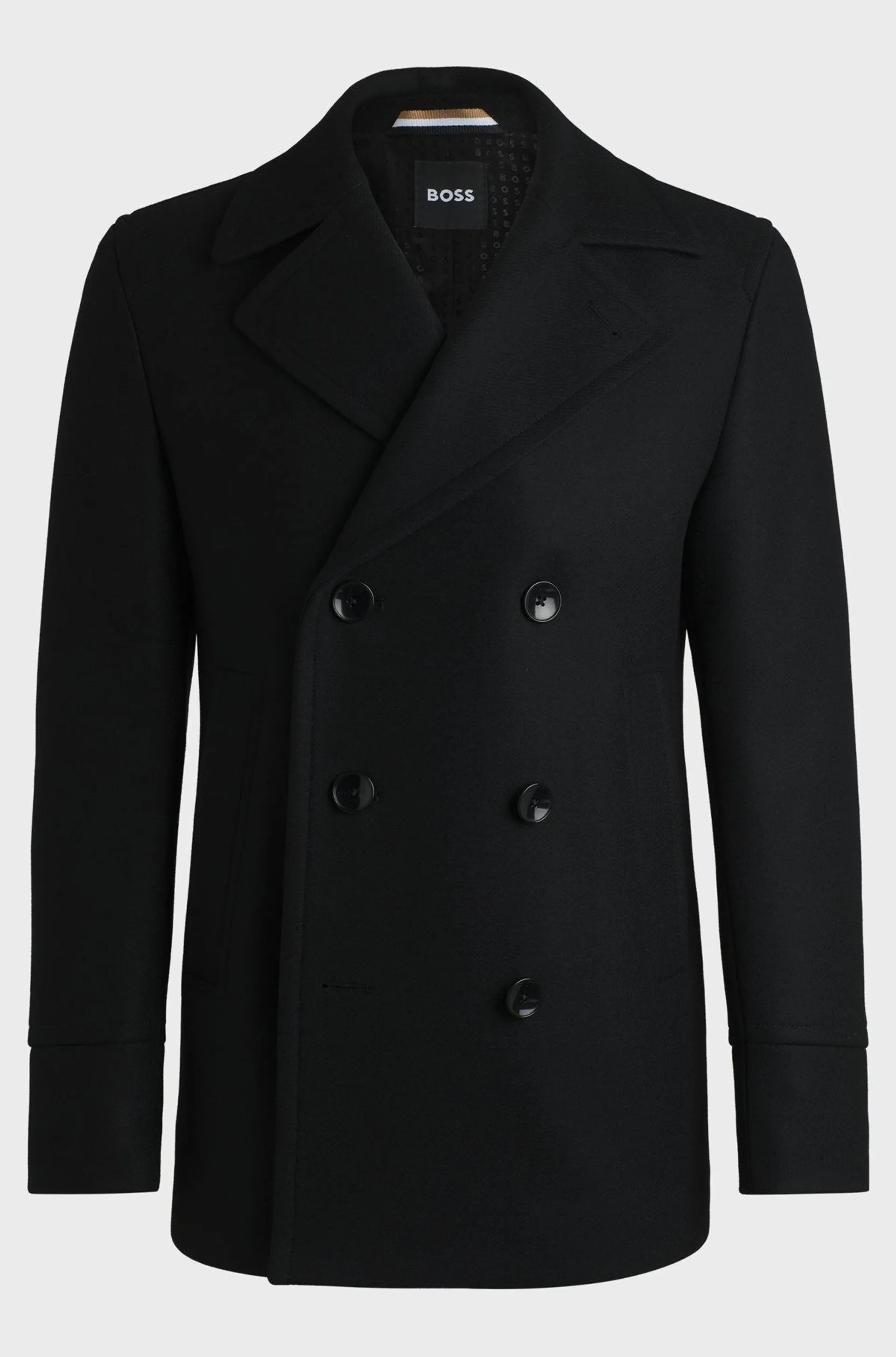 Slim-fit double-breasted coat in a wool blend