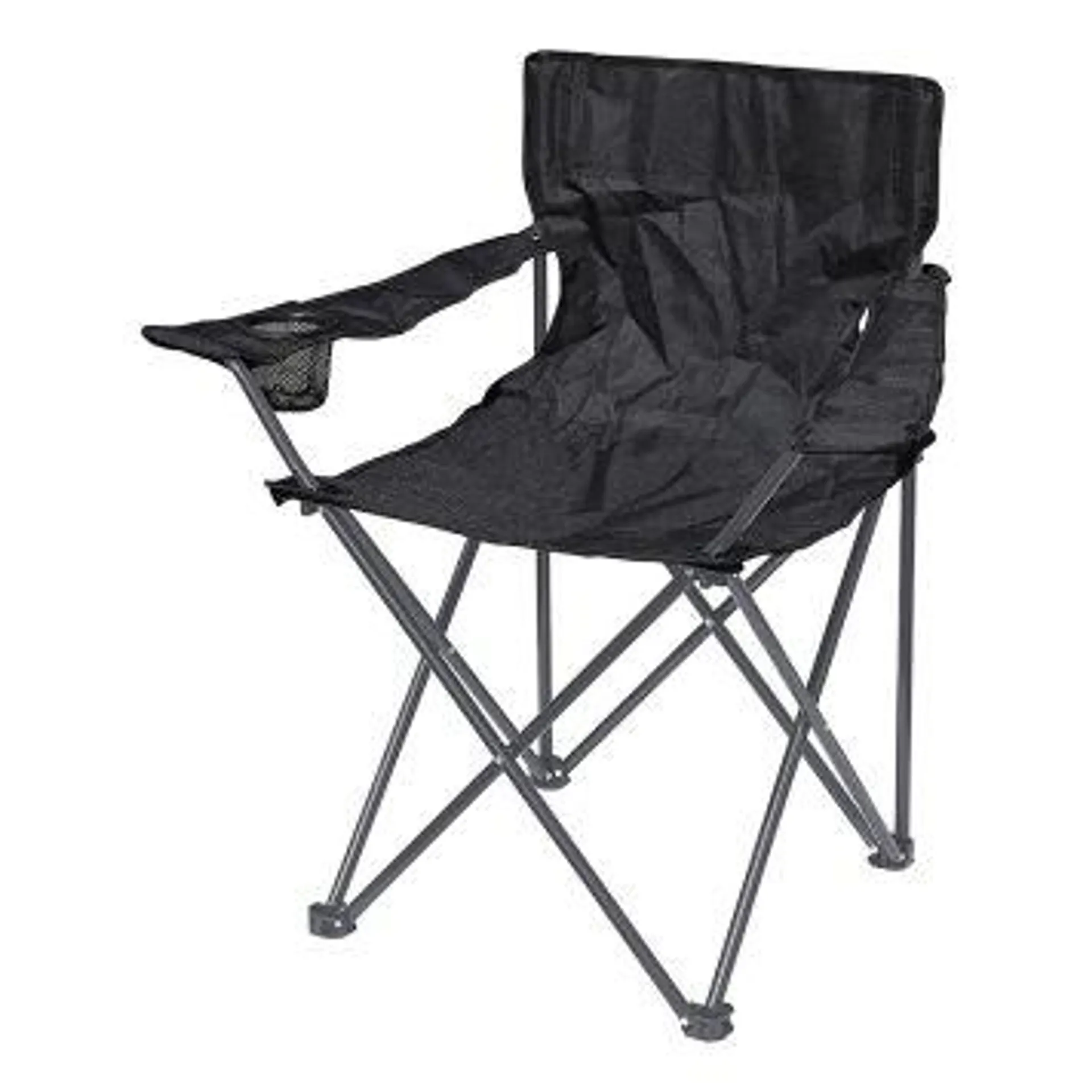 CAMPINGSTOL MED KOPPHOLDER SVART