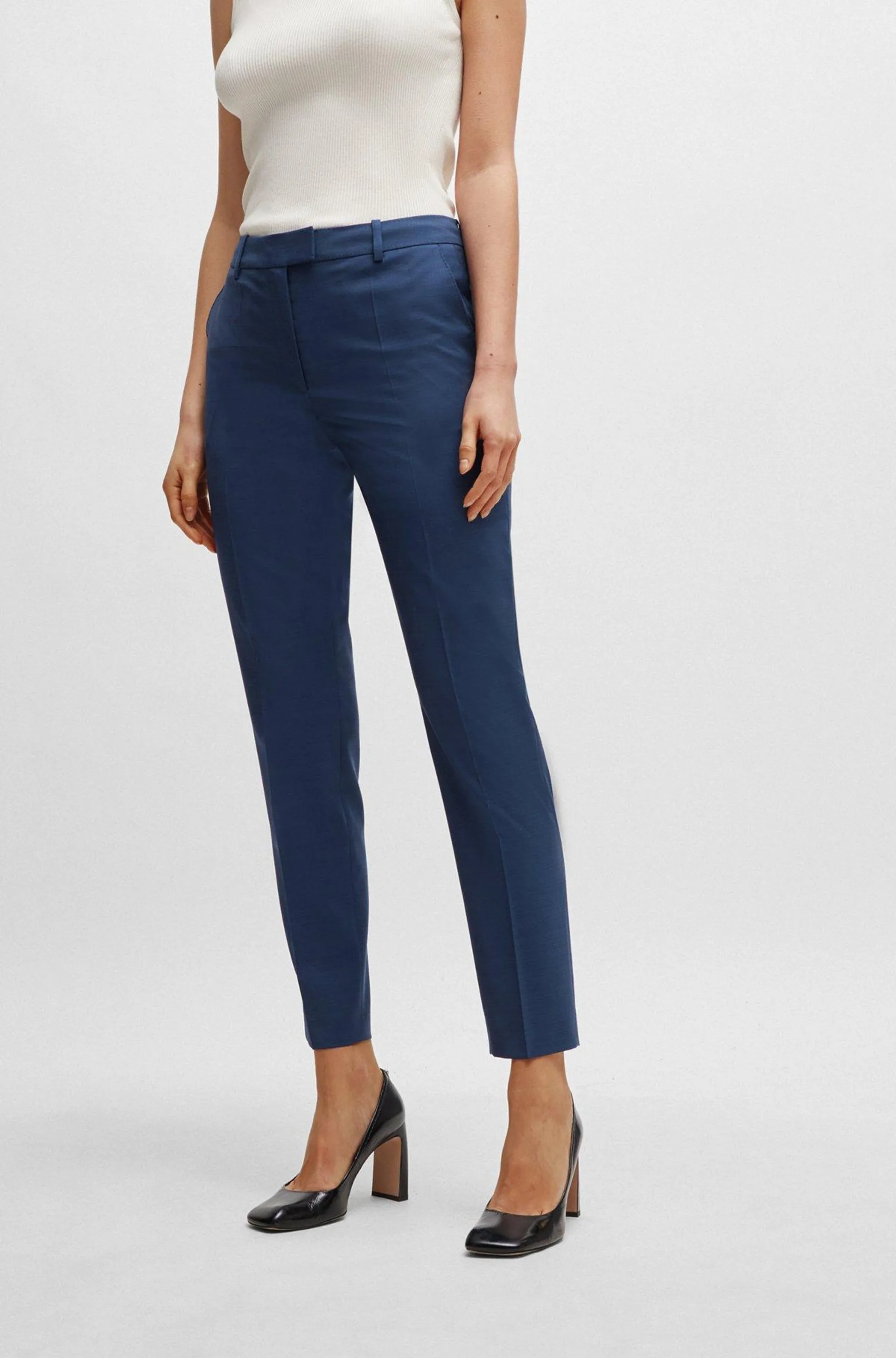 Regular-fit trousers in melange virgin wool