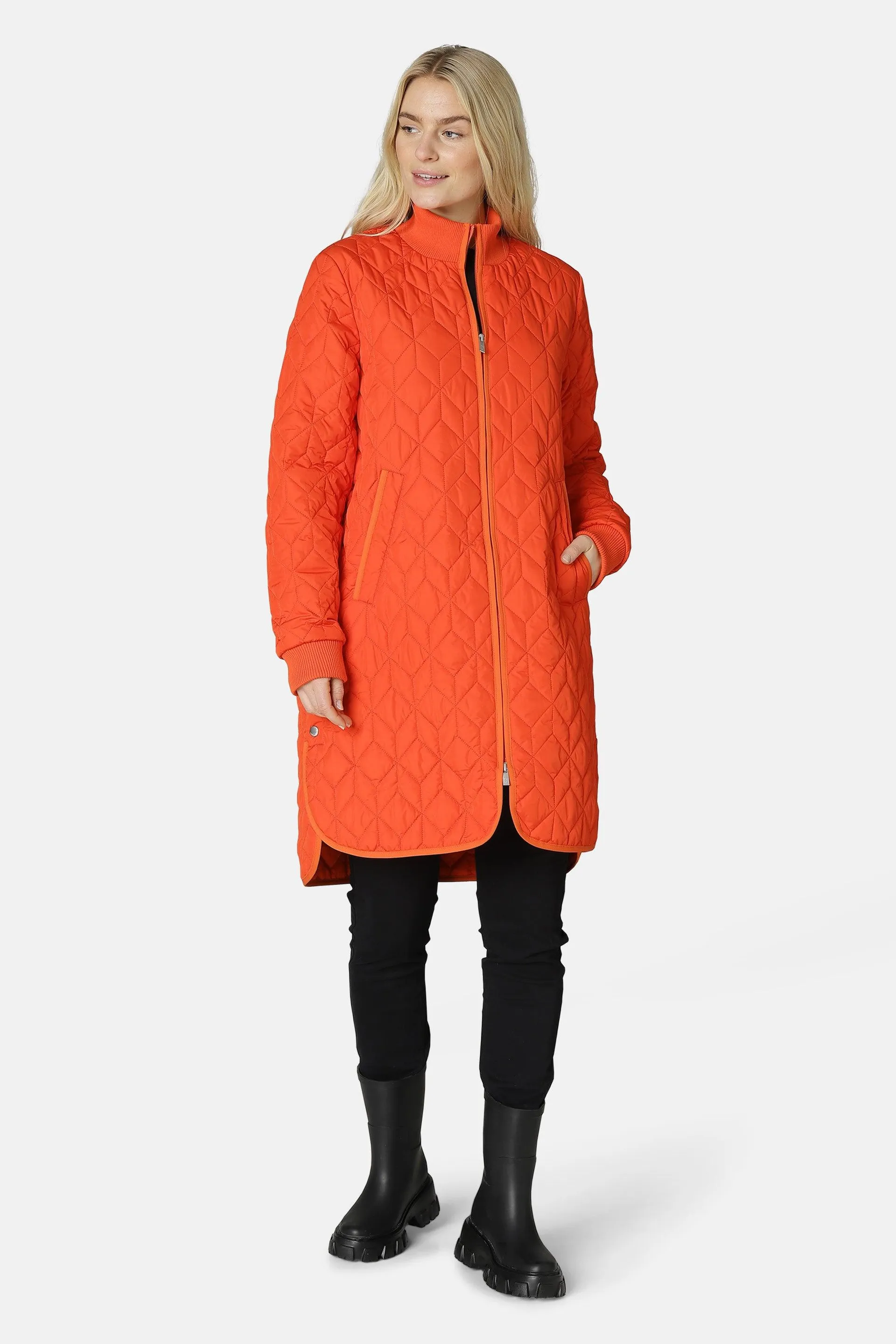 Padded Quilt Coat - Warm Orange