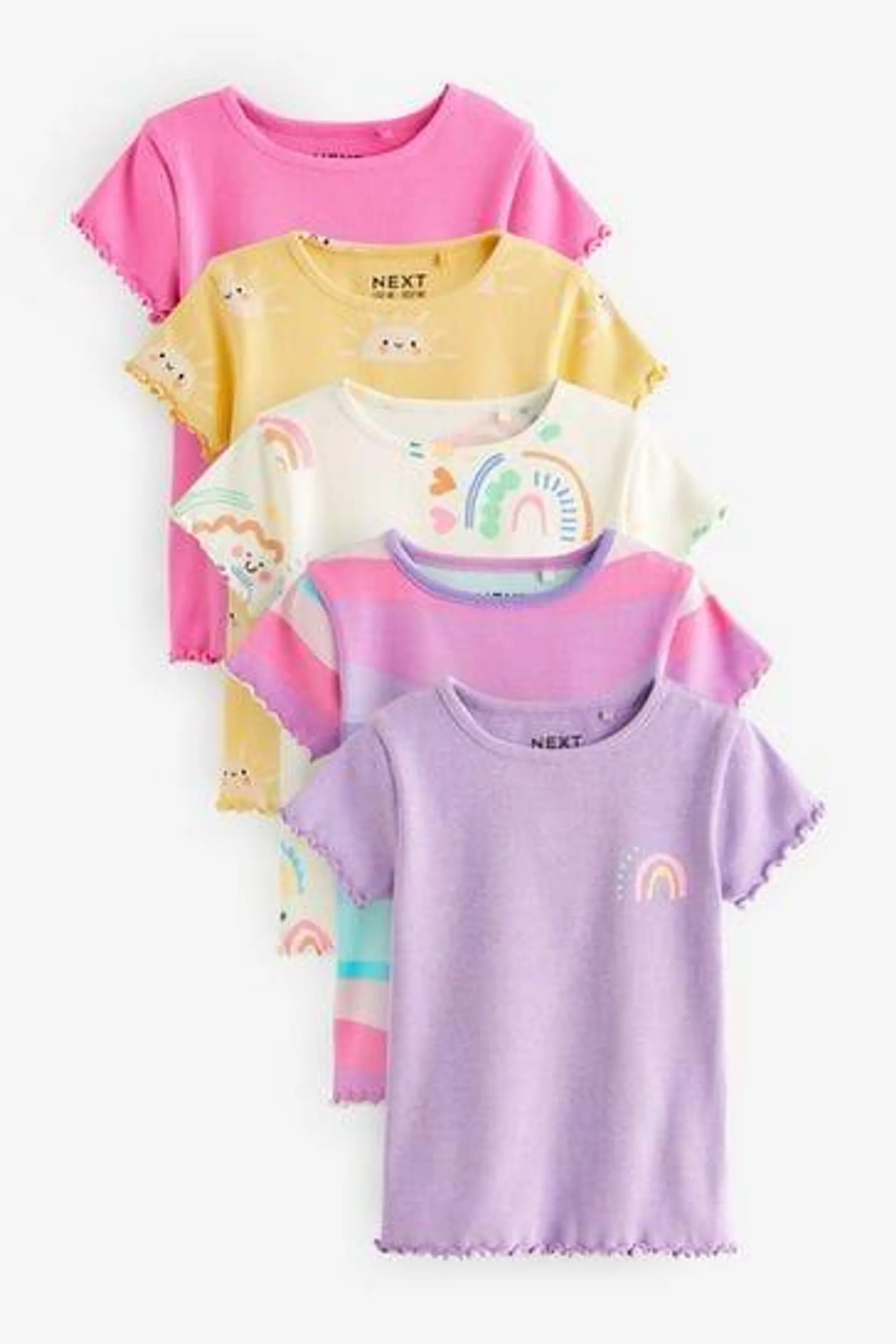 Rib Short Sleeve T-Shirts 5 Pack (3mths-7yrs)