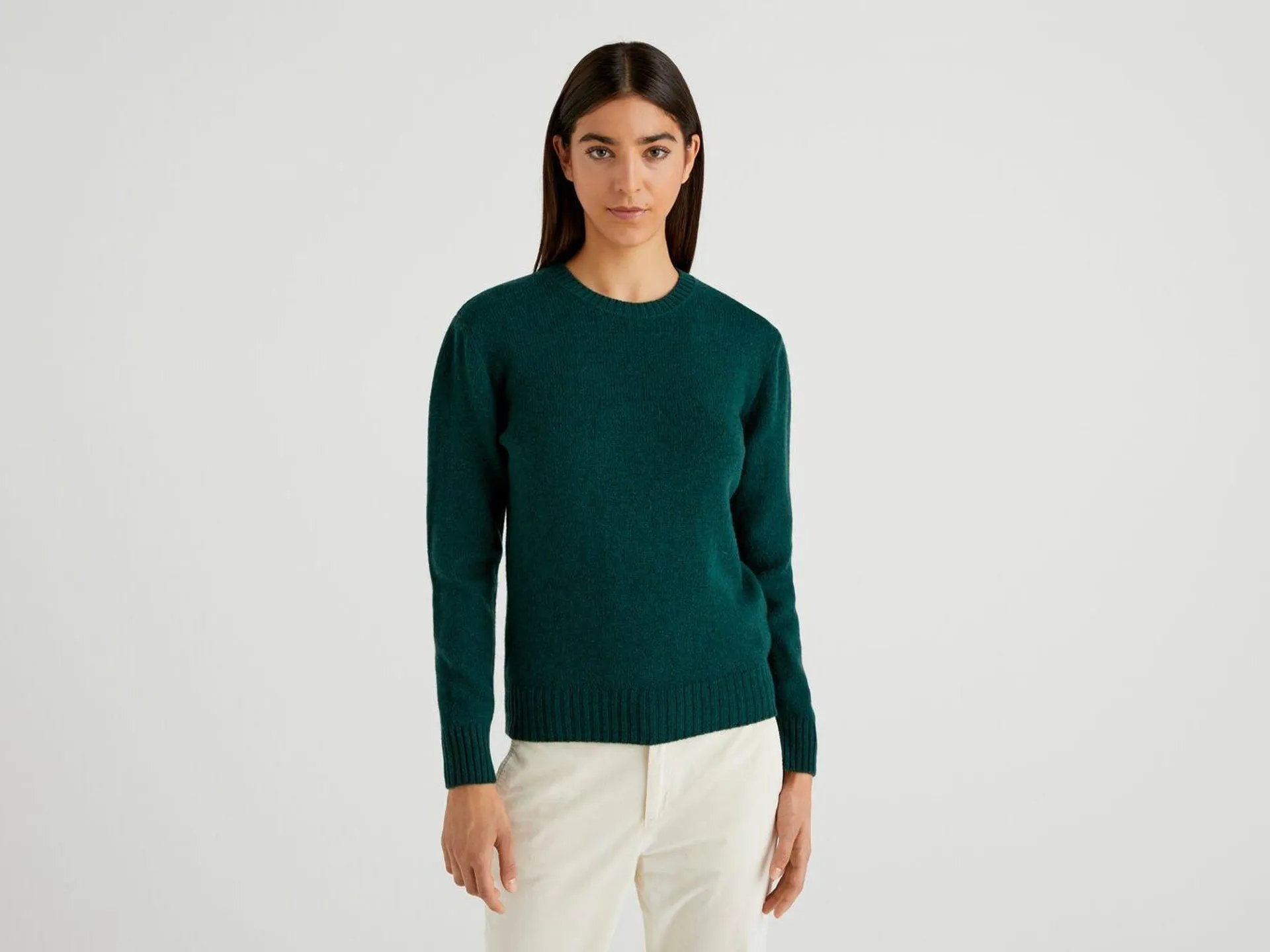 Benetton Pure Shetland Ull Gensere Dame Mørke Grønn | Norge-2674581