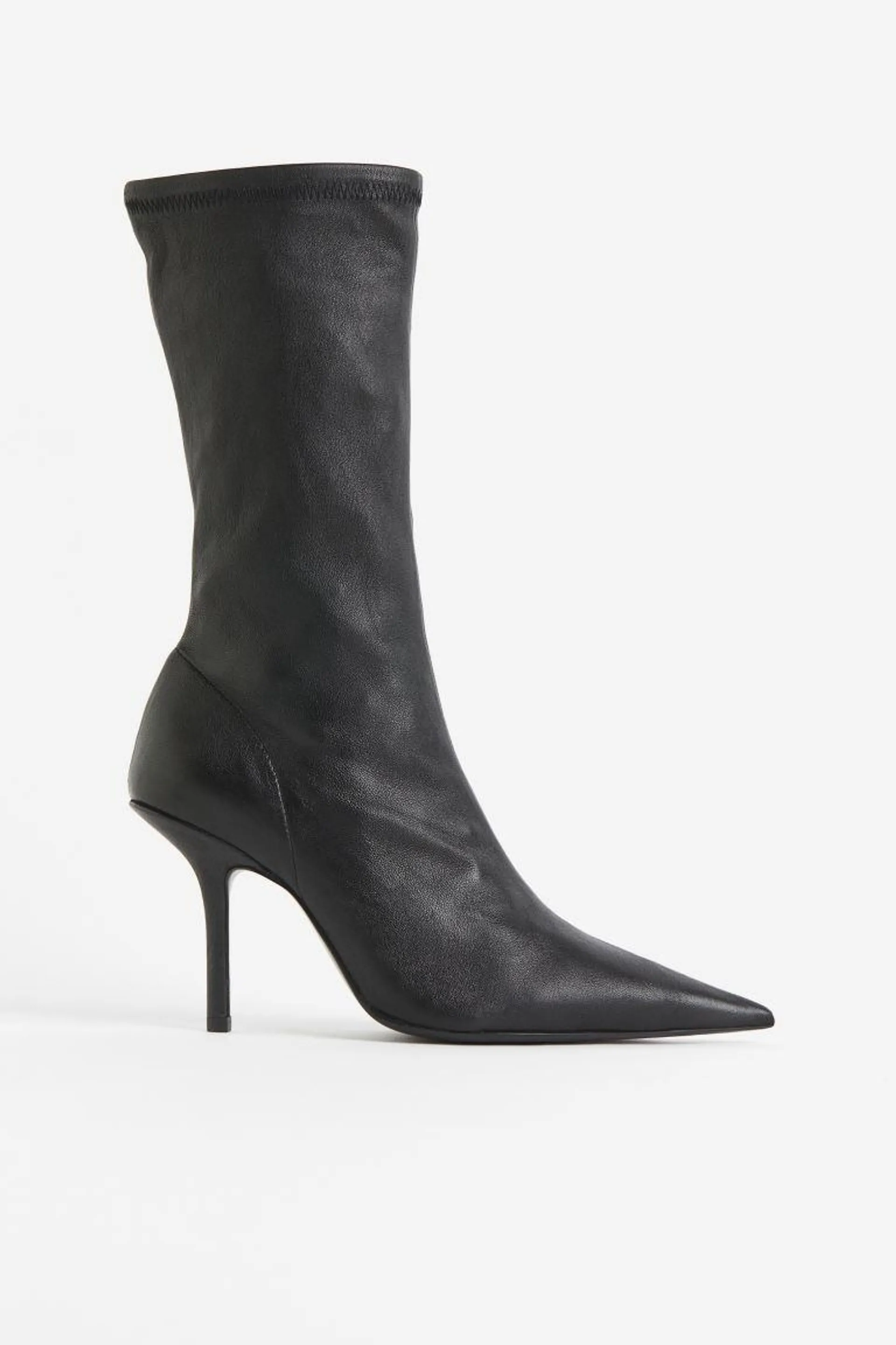 Boots i skinn med hæl