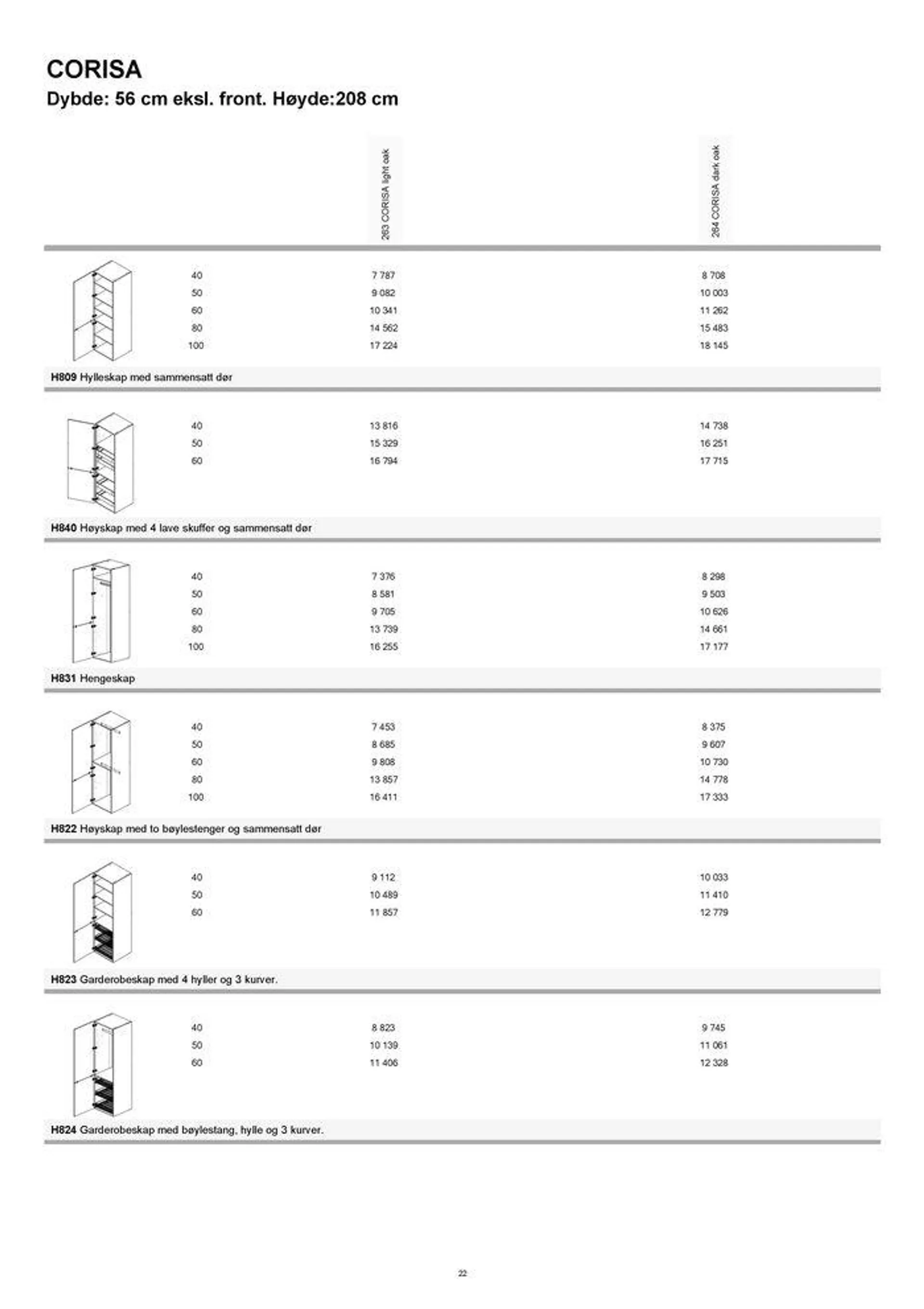 kvik kjøkken Garderobe prisliste. fra 4. september til 18. september 2024 - kundeavisside 22