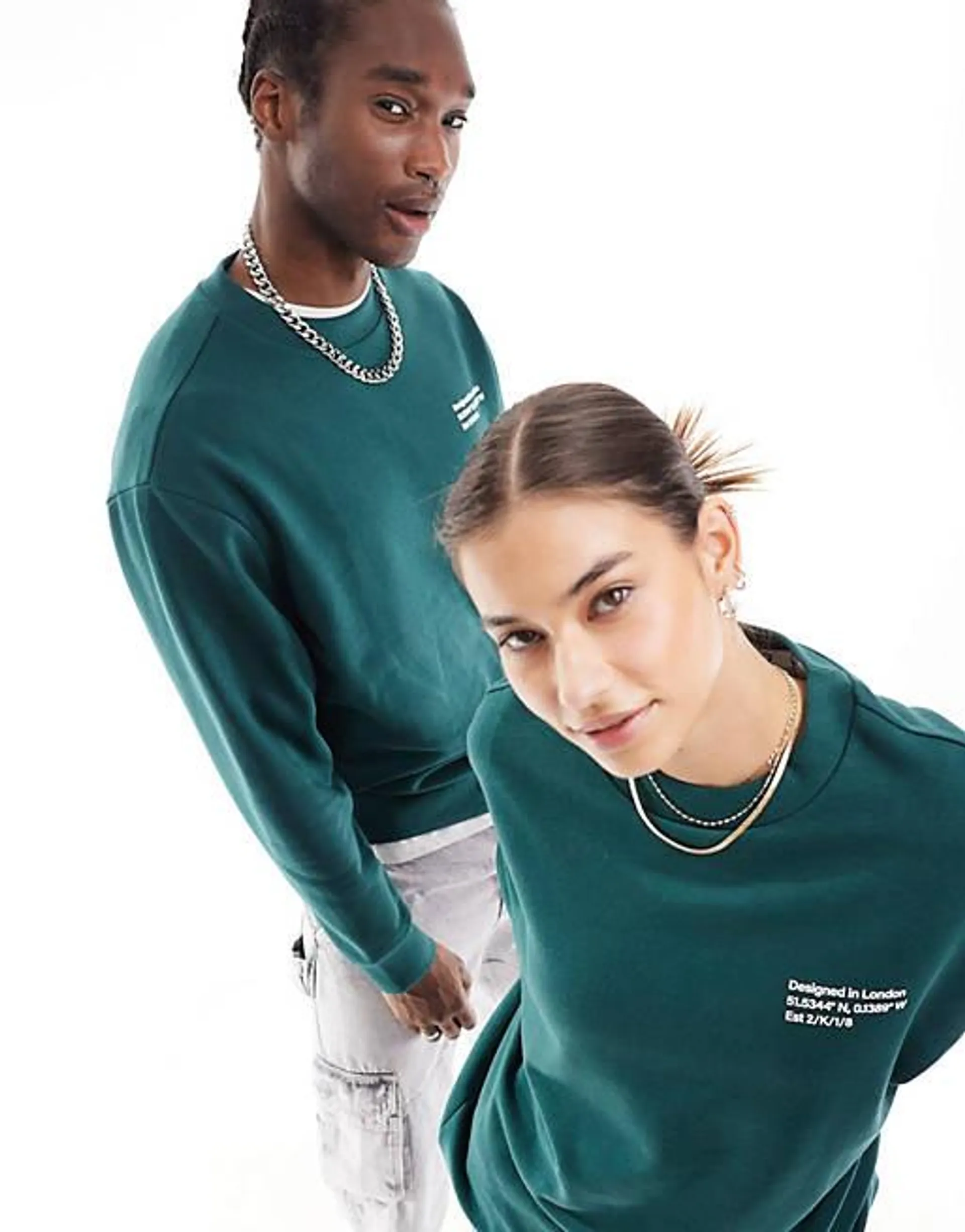 COLLUSION Unisex green logo sweat