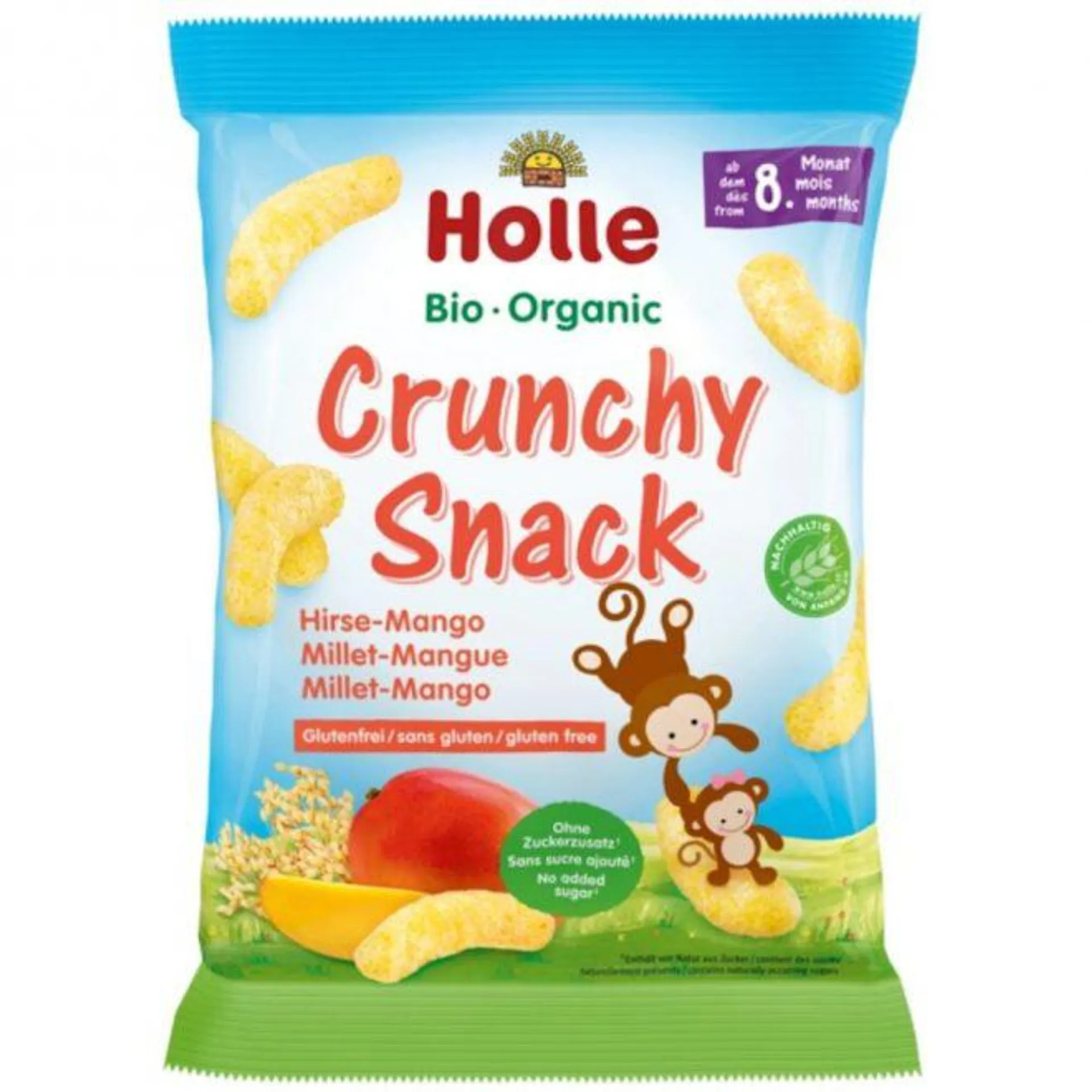 Holle økologisk puffet hirse snack med mango 25 g